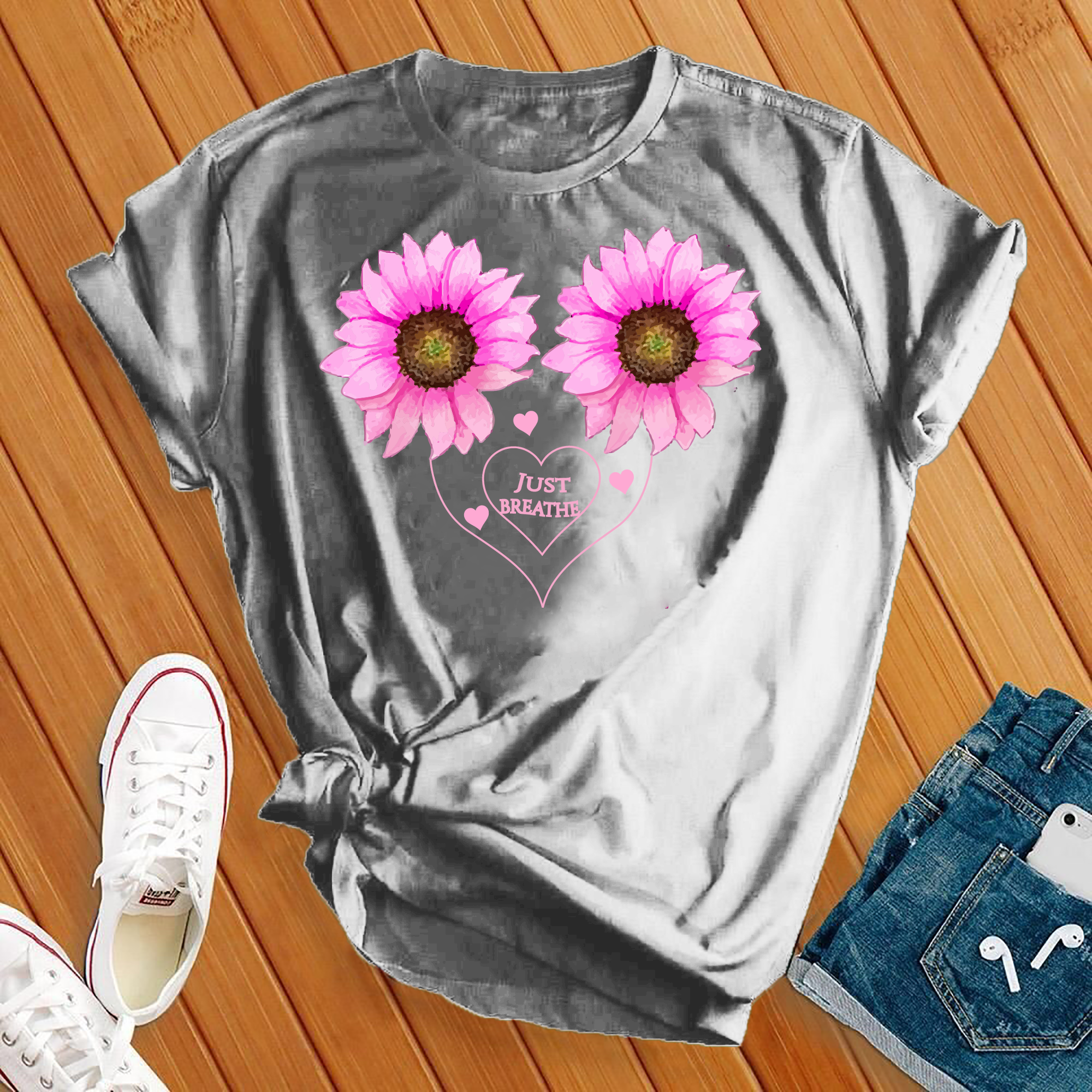 Just Breathe Sunflower Heart Tee