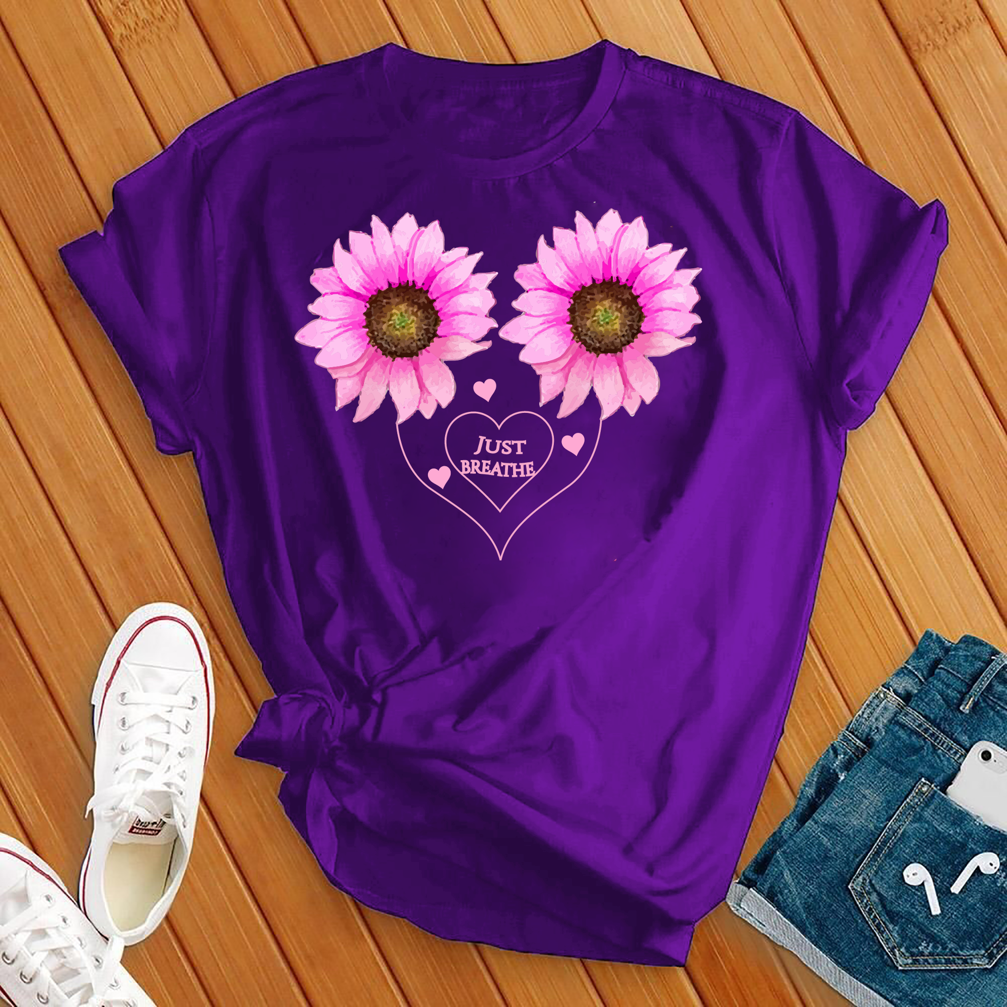 Just Breathe Sunflower Heart Tee