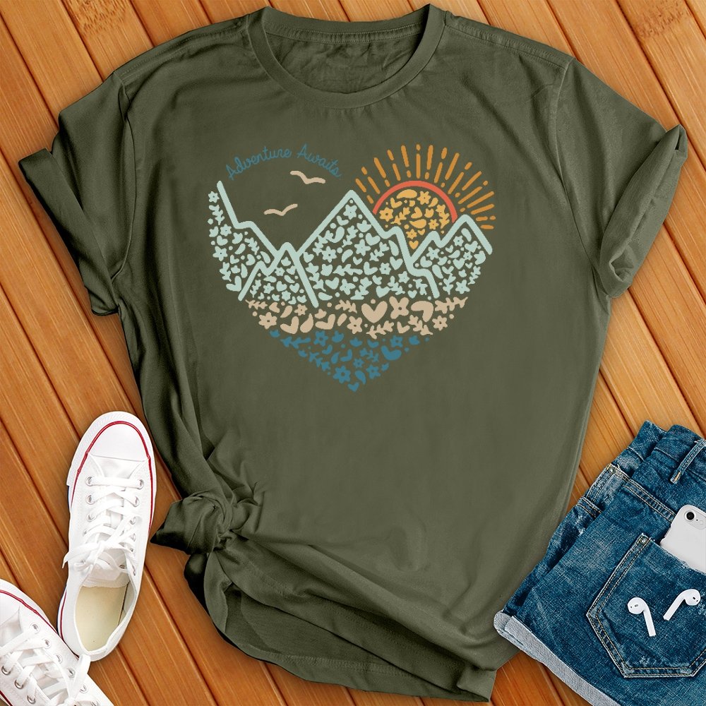 Adventure Awaits Heart Tee - Love Tees