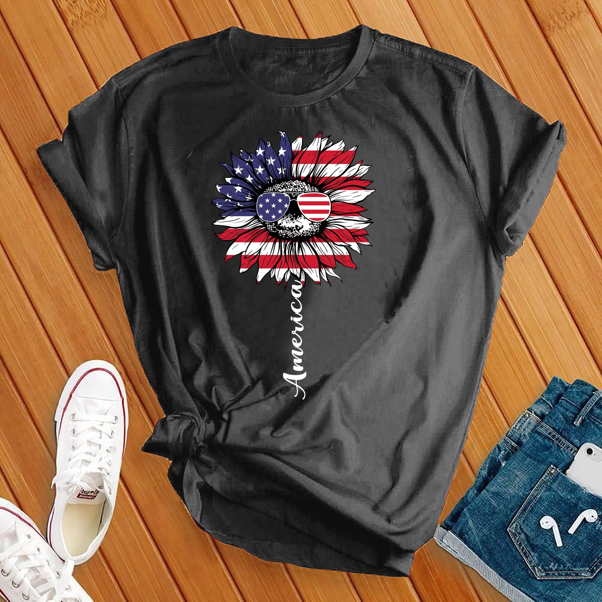 America 4th Of July Flower Tee - Love Tees