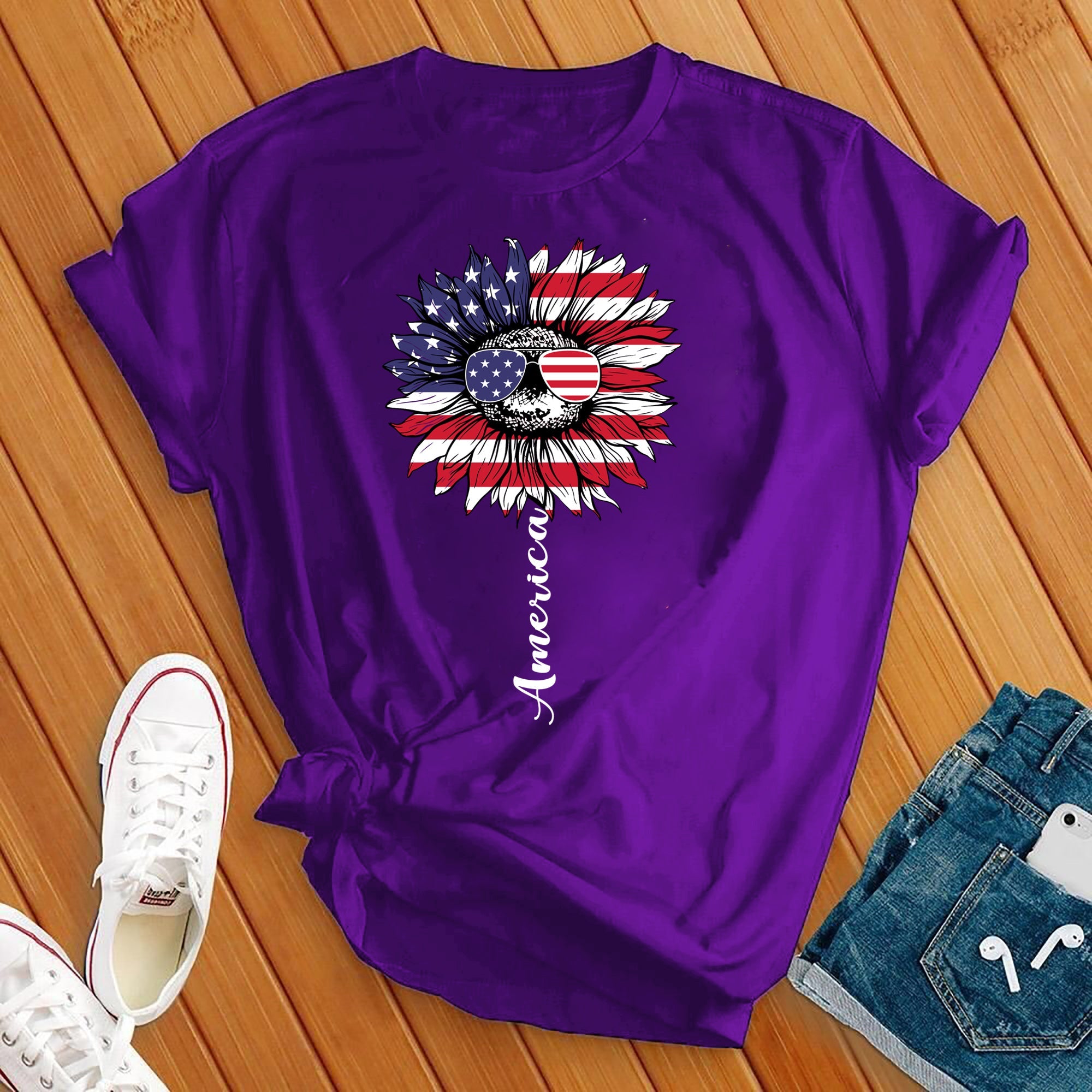 America 4th Of July Flower Tee - Love Tees