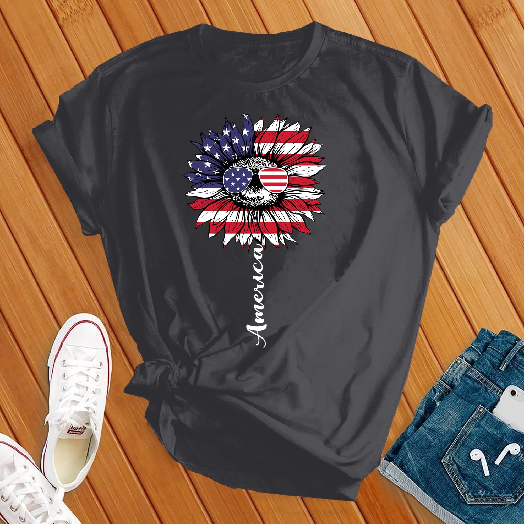 America 4th Of July Flower Tee - Love Tees