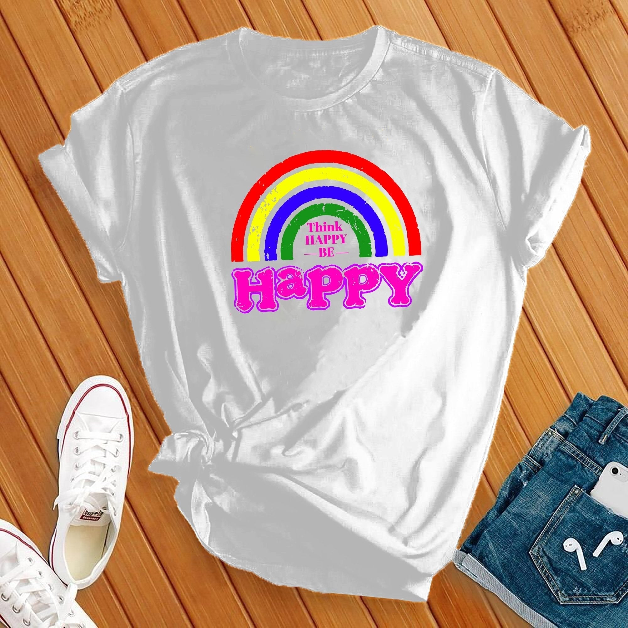 Be Happy Rainbow Tee - Love Tees