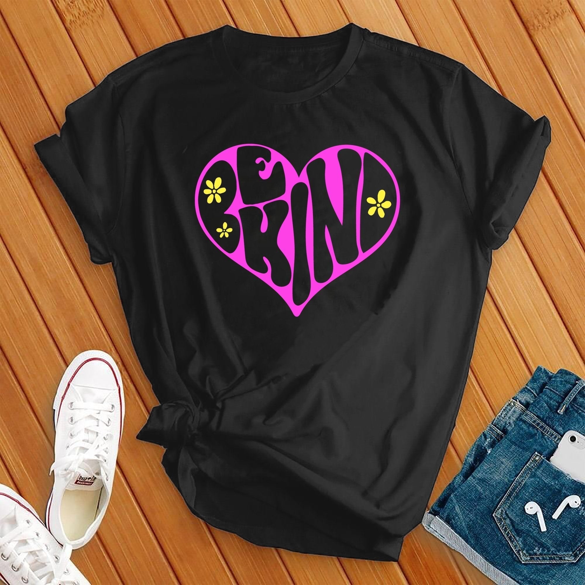 Be Kind Flower Heart Tee - Love Tees