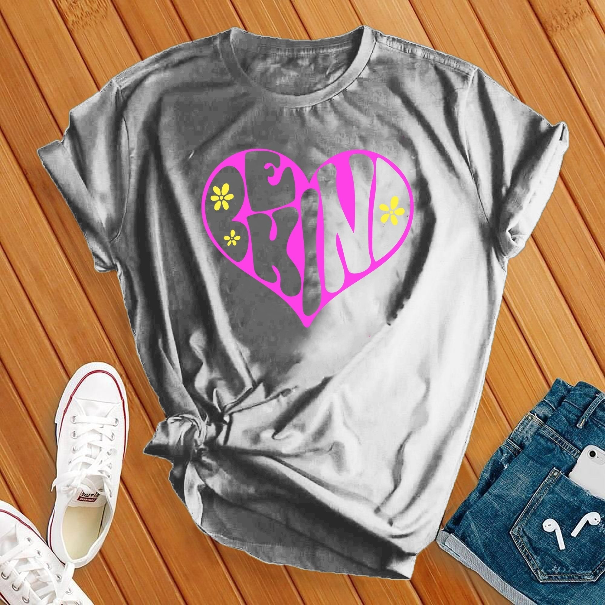 Be Kind Flower Heart Tee - Love Tees