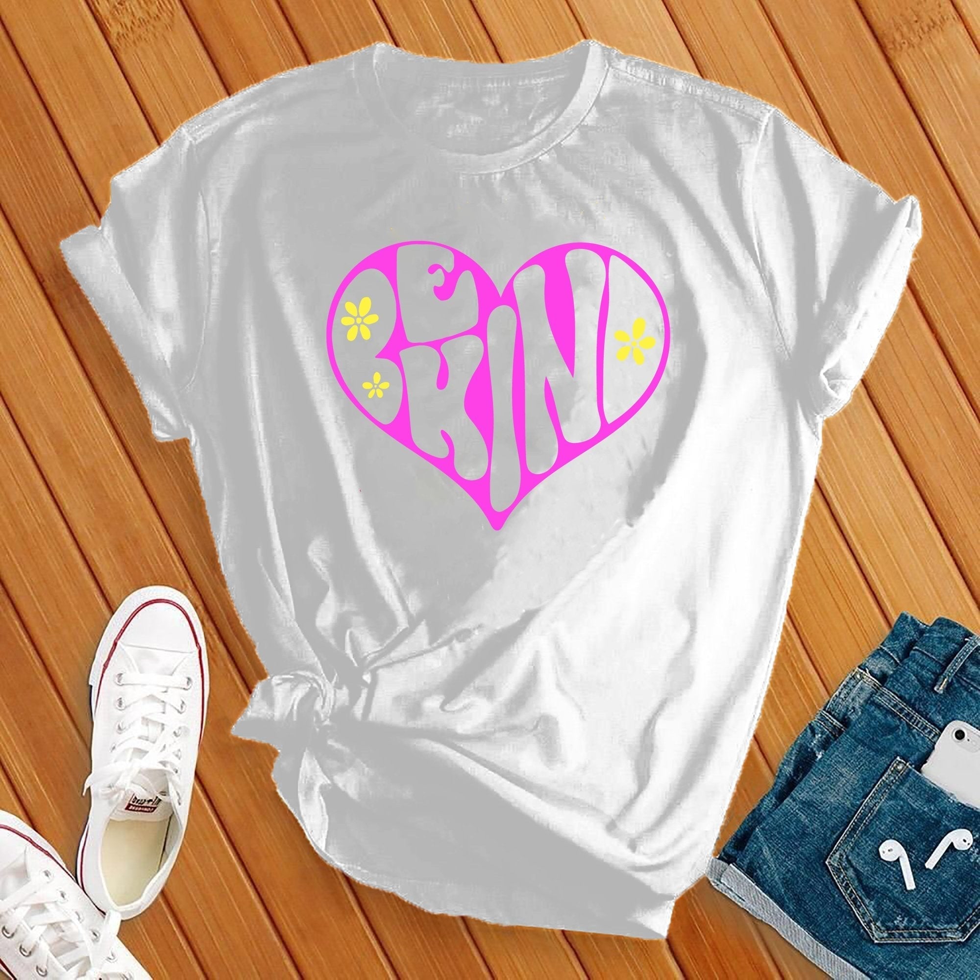 Be Kind Flower Heart Tee - Love Tees