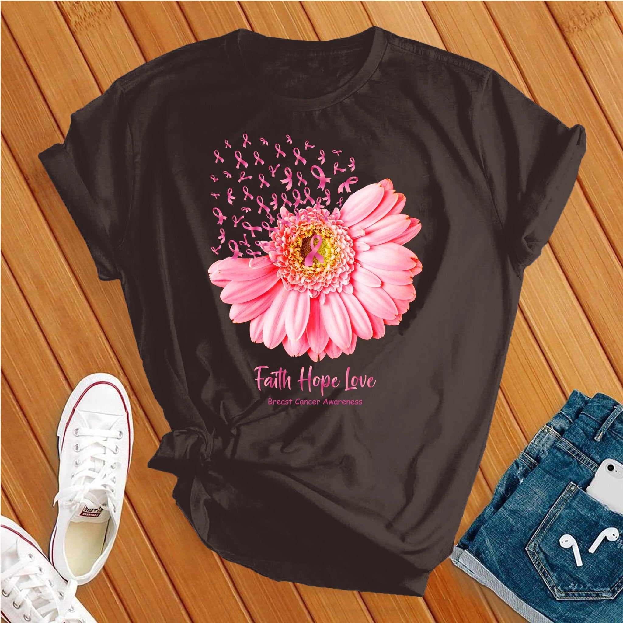 Faith Hope Love Breast Cancer Awareness Tee - Love Tees