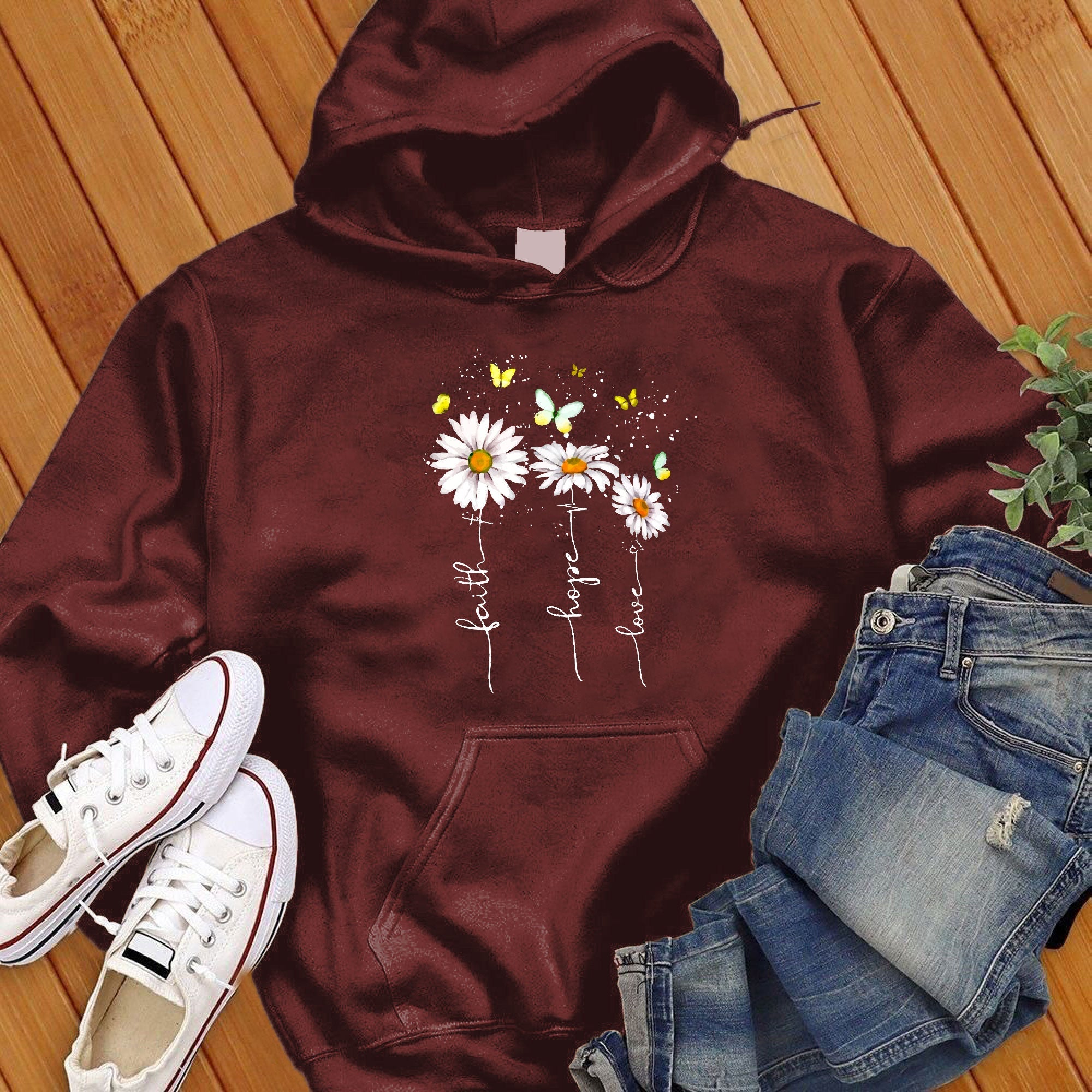 Faith Hope Love Flowers Hoodie - Love Tees