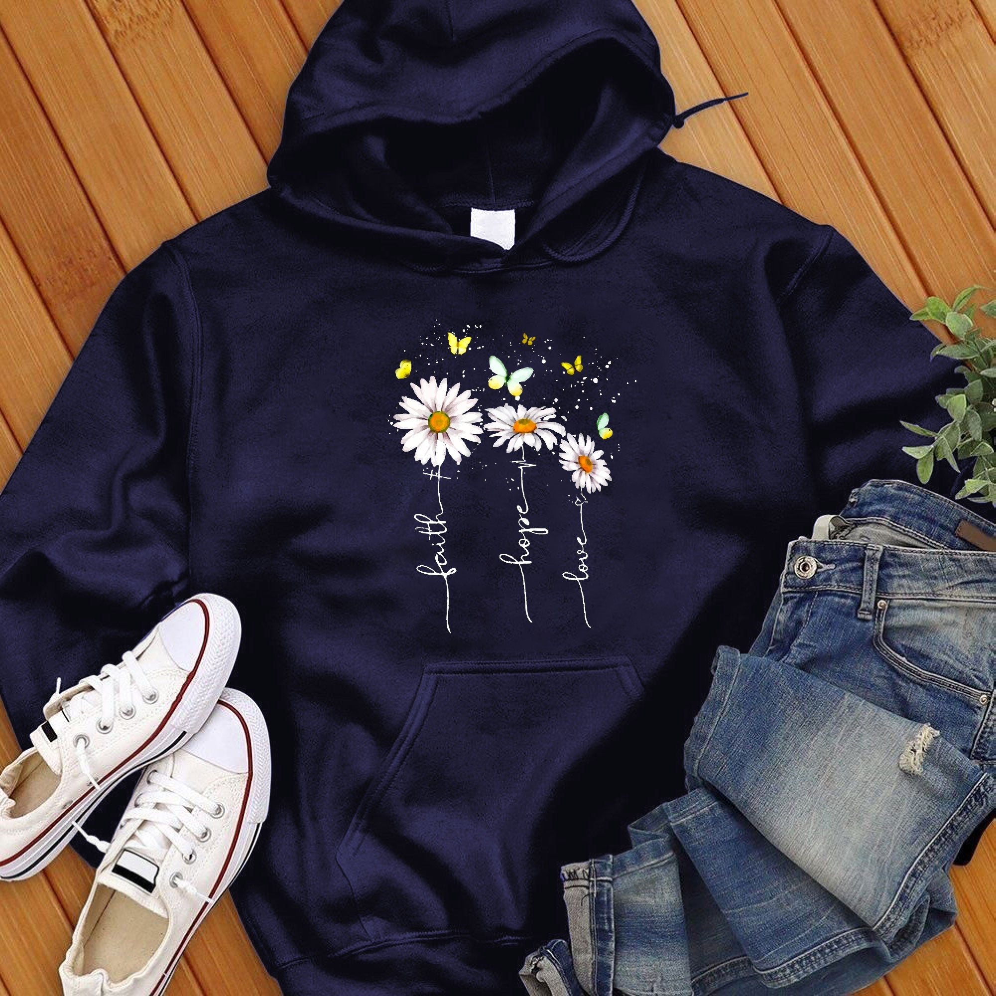 Faith Hope Love Flowers Hoodie - Love Tees