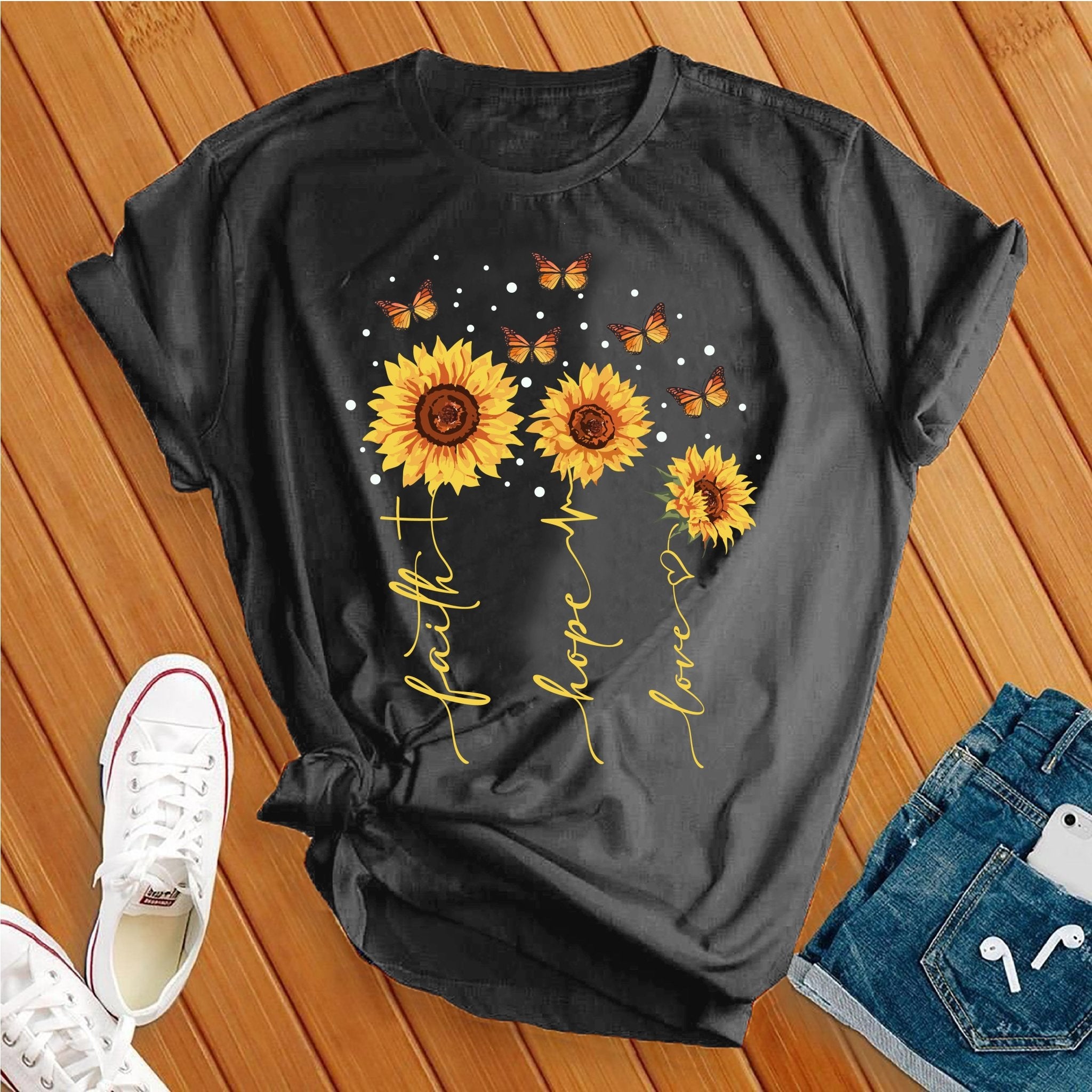 Faith Hope Love Sunflowers Tee - Love Tees