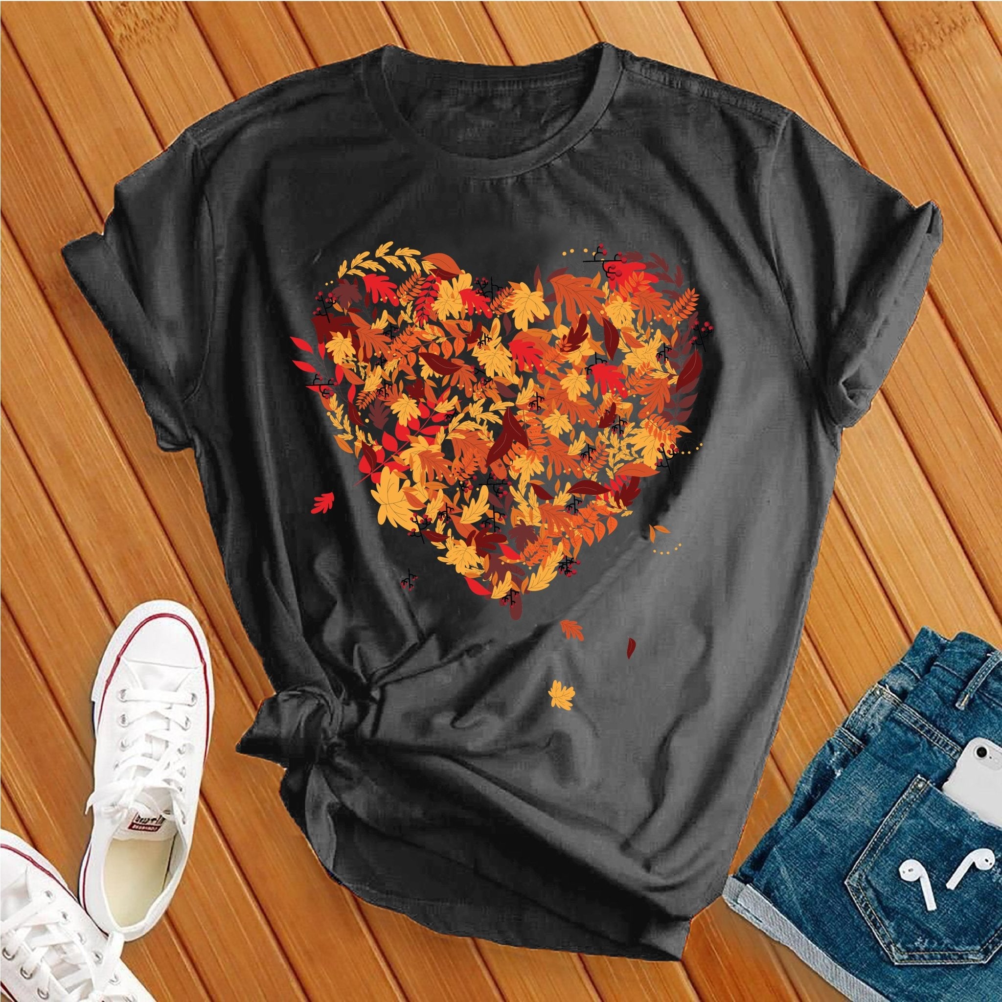 Fall Leaves Heart Tee - Love Tees