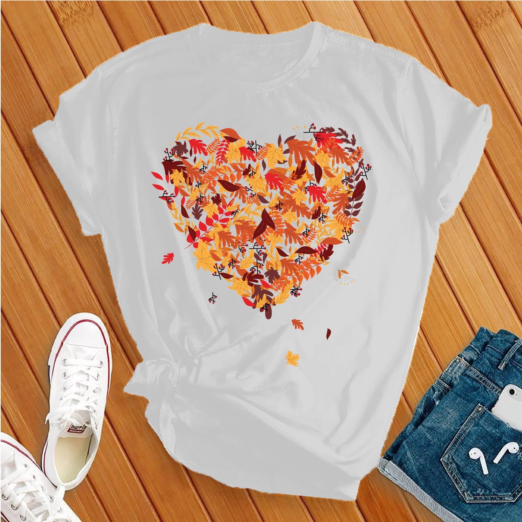 Fall Leaves Heart Tee - Love Tees