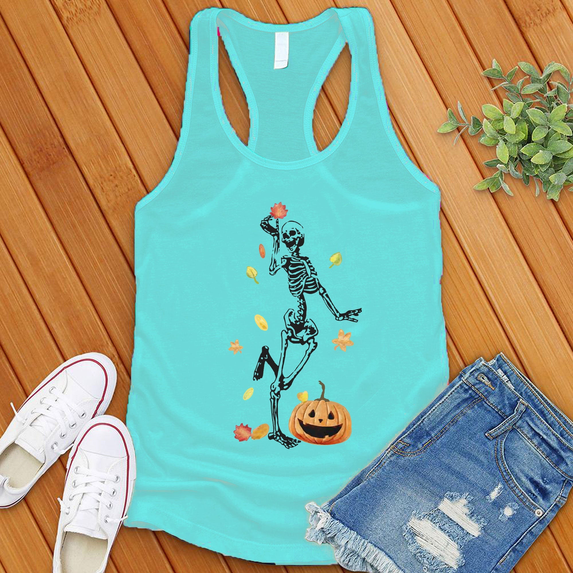 Fall Skeleton Pumpkin Women's Tank Top - Love Tees