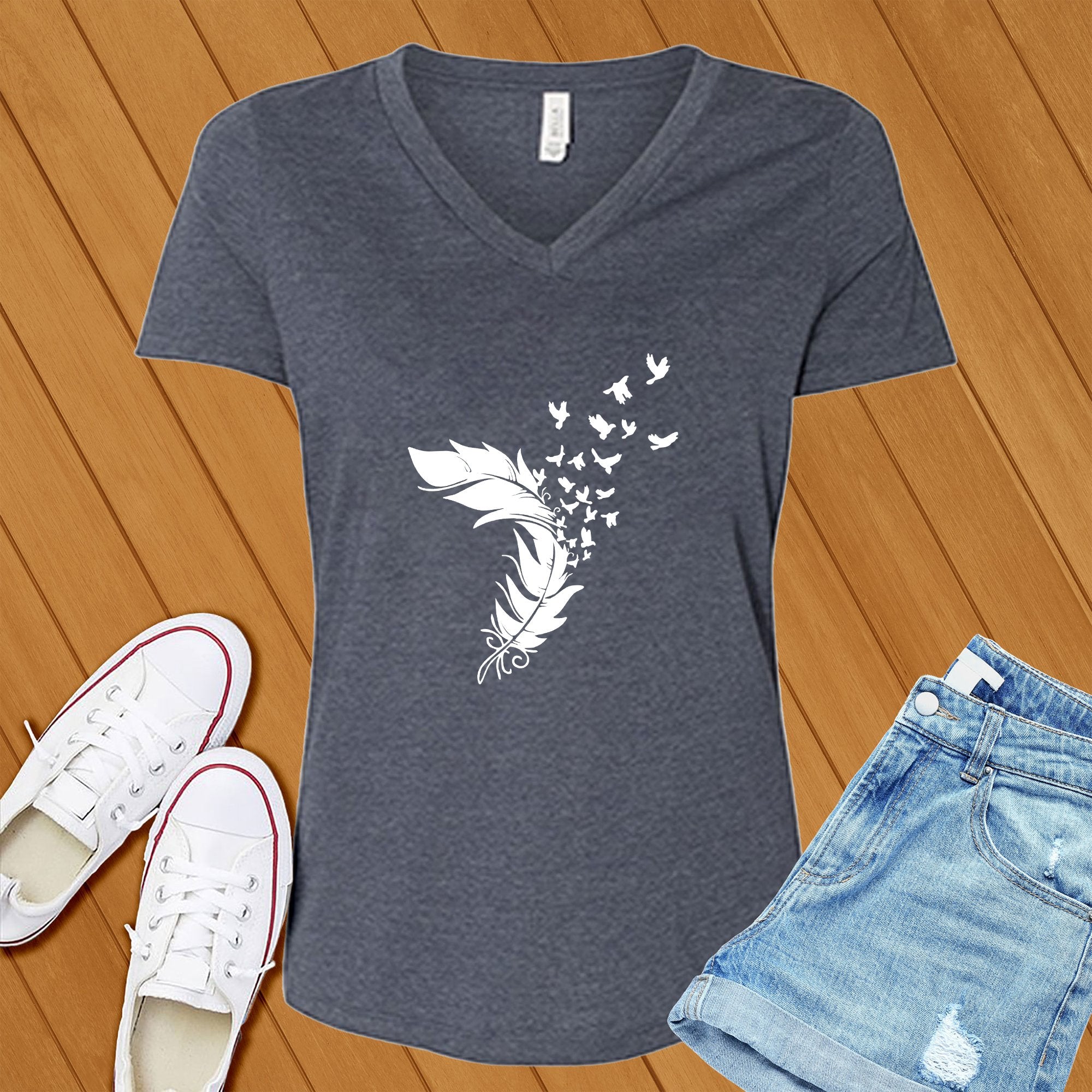 Feather In The Wind V-Neck - Love Tees