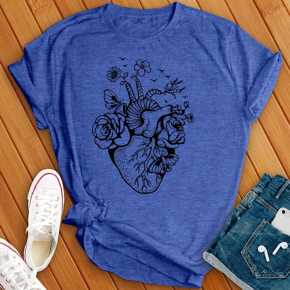 Floral Heart Design Tee - Love Tees