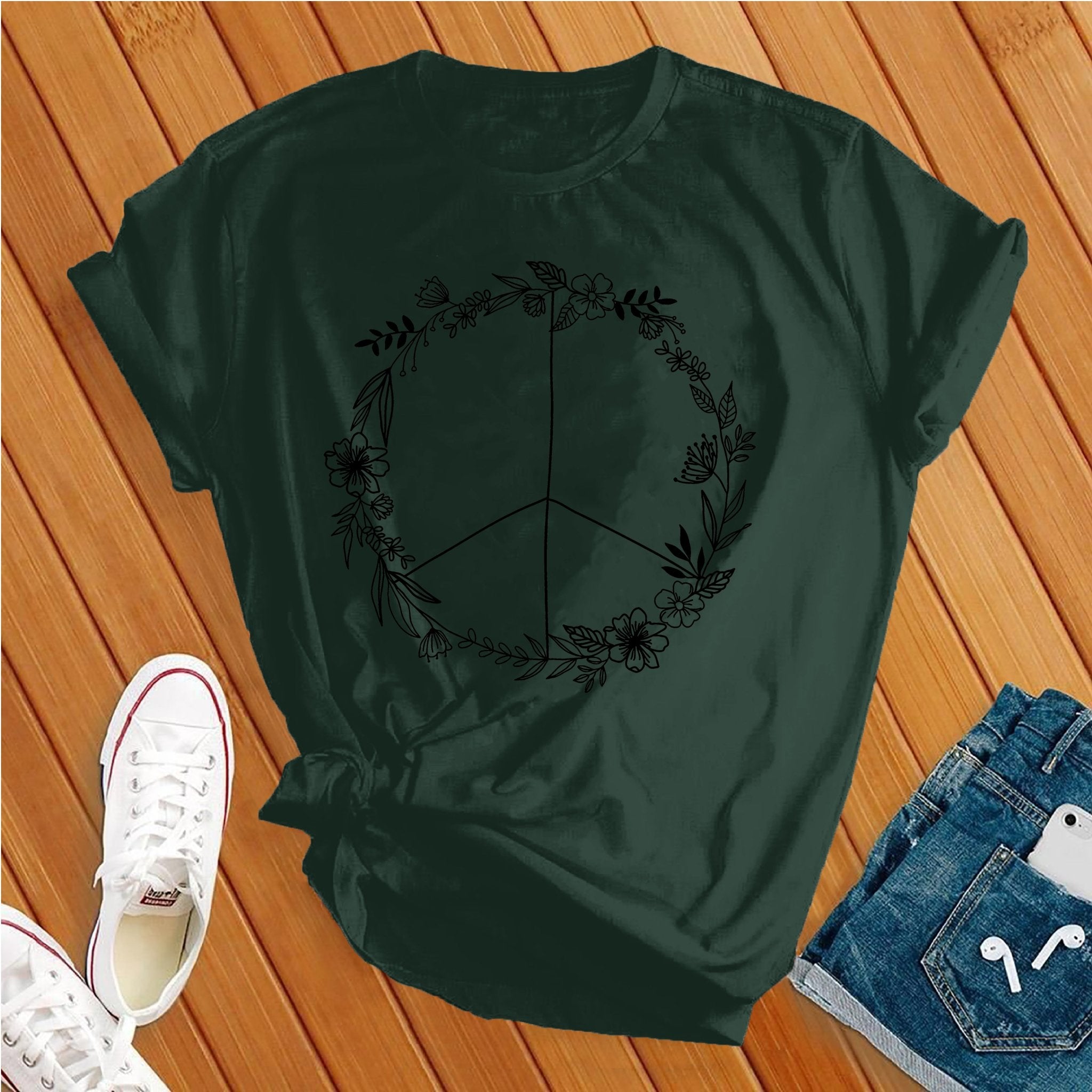 Floral Peace Symbol Tee - Love Tees