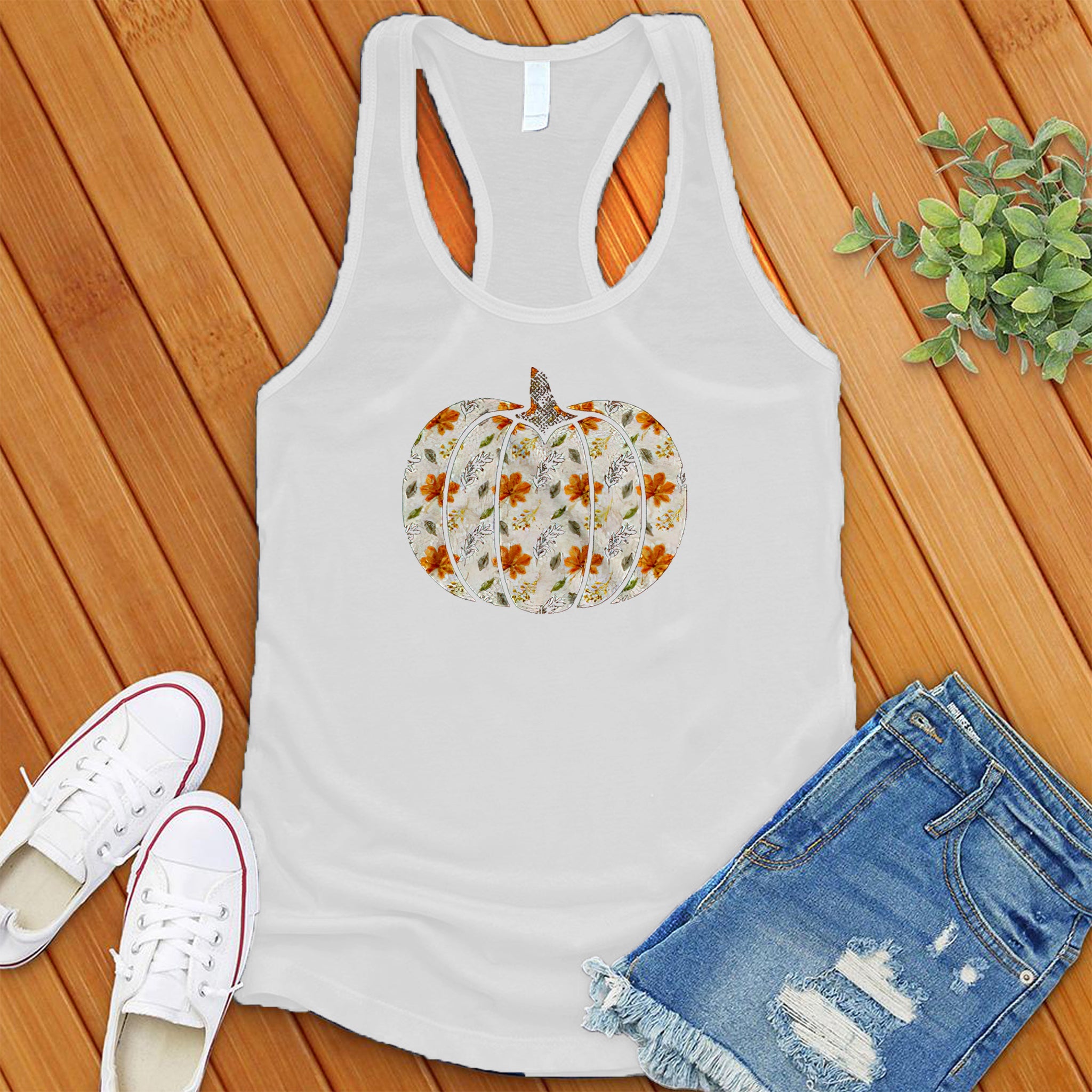 Floral Pumpkin Women's Tank Top - Love Tees