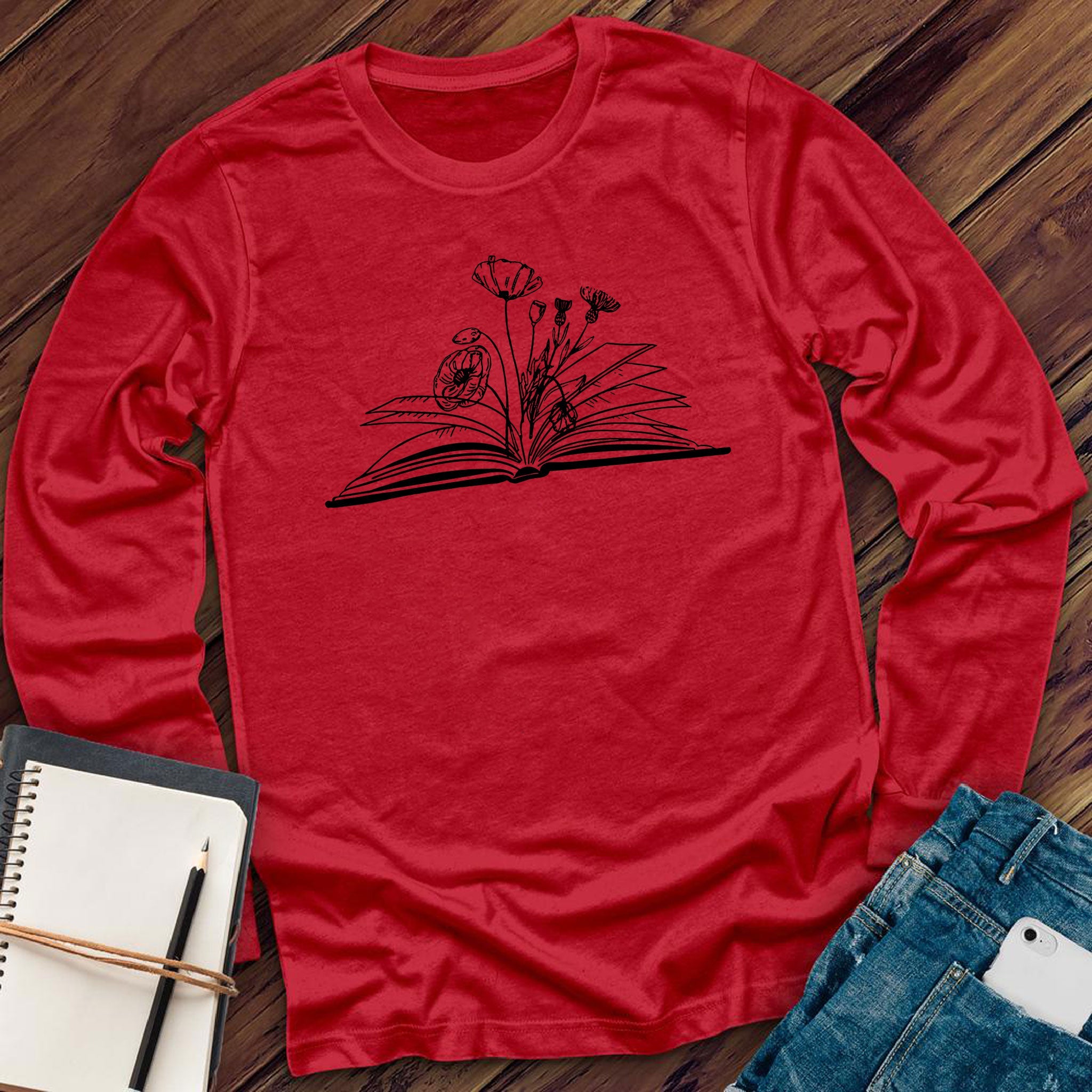 Flower Books Reader Long Sleeve - Love Tees