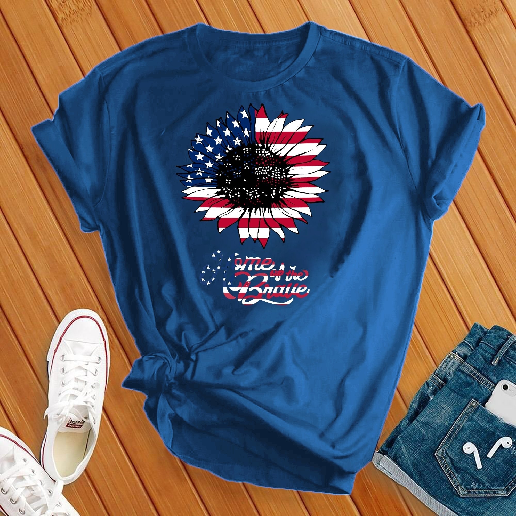 Home Of The Brave Flower 4th Of July Tee - Love Tees