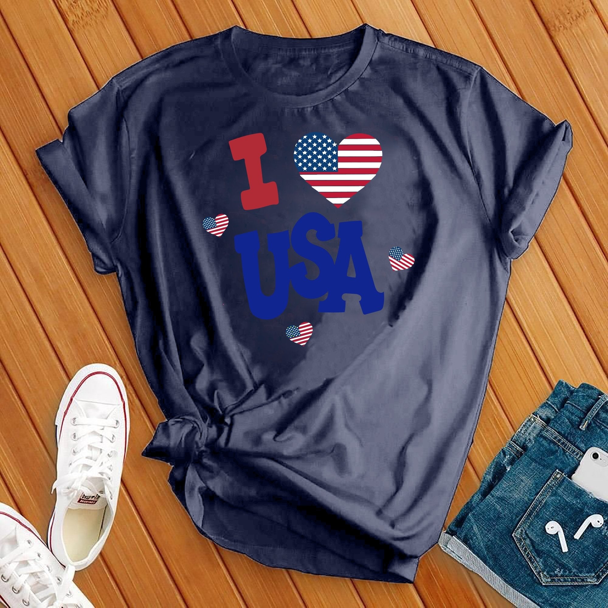 I Love USA Hearts Tee - Love Tees