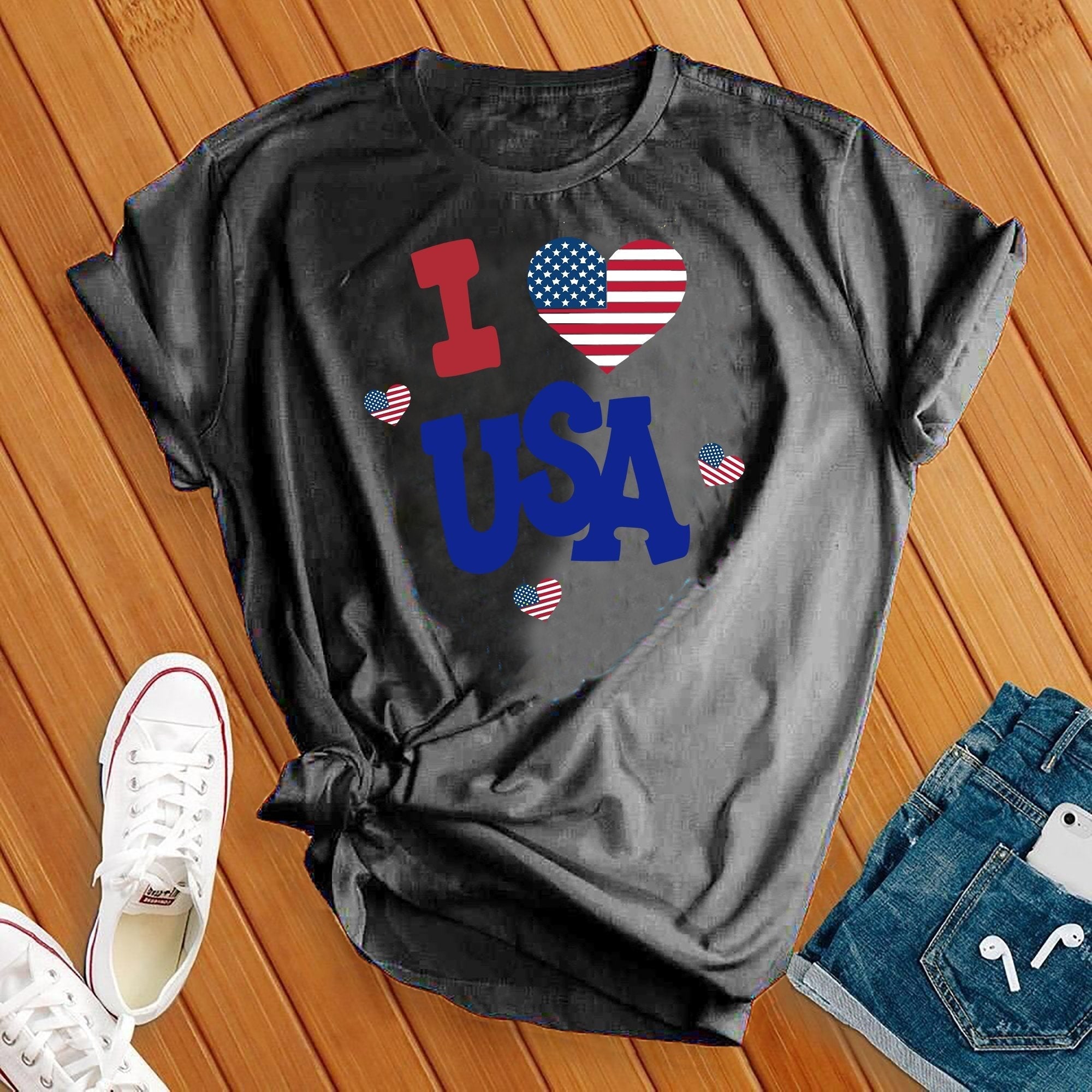 I Love USA Hearts Tee - Love Tees