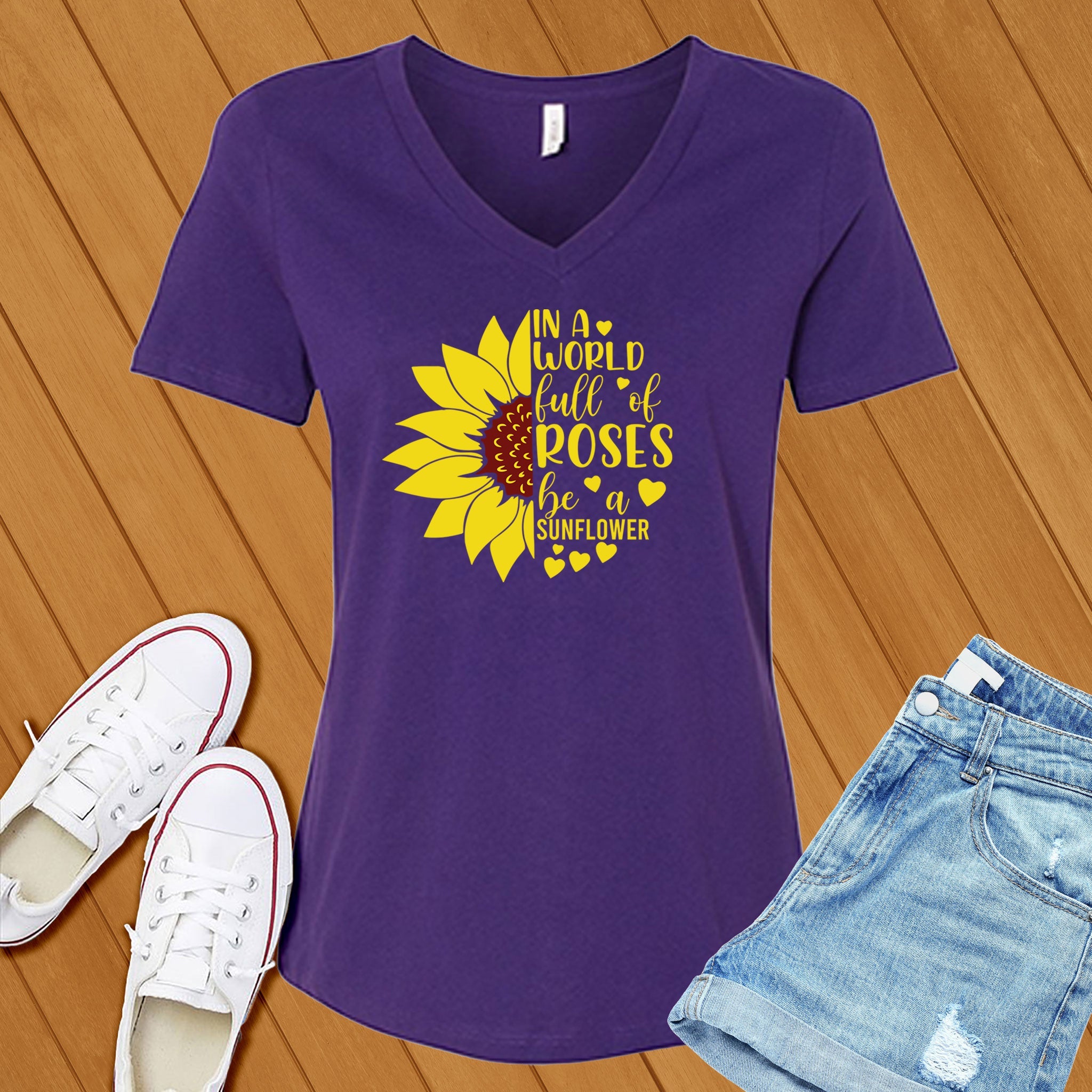 In A World Full of Roses Heart V-Neck - Love Tees