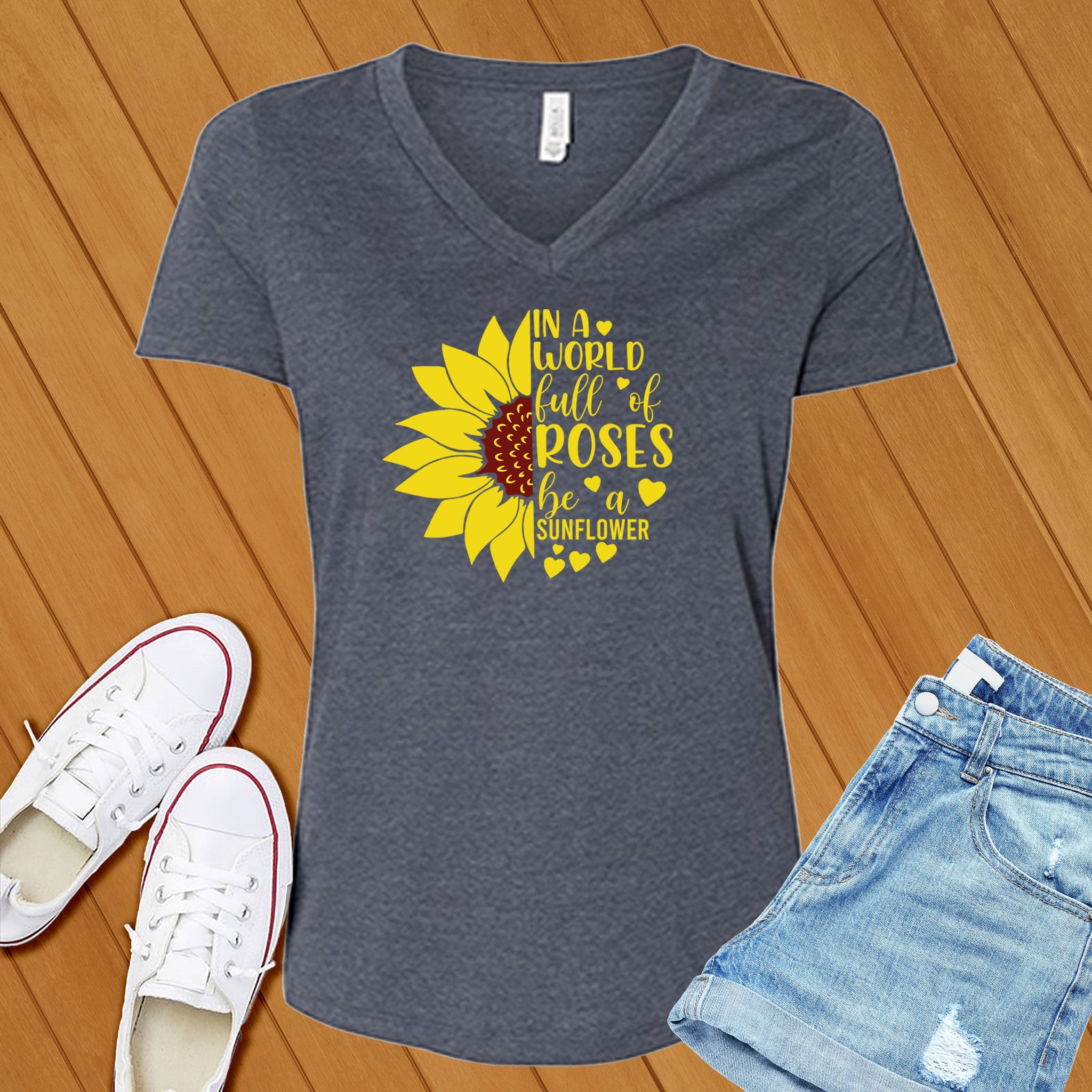 In A World Full of Roses Heart V-Neck - Love Tees