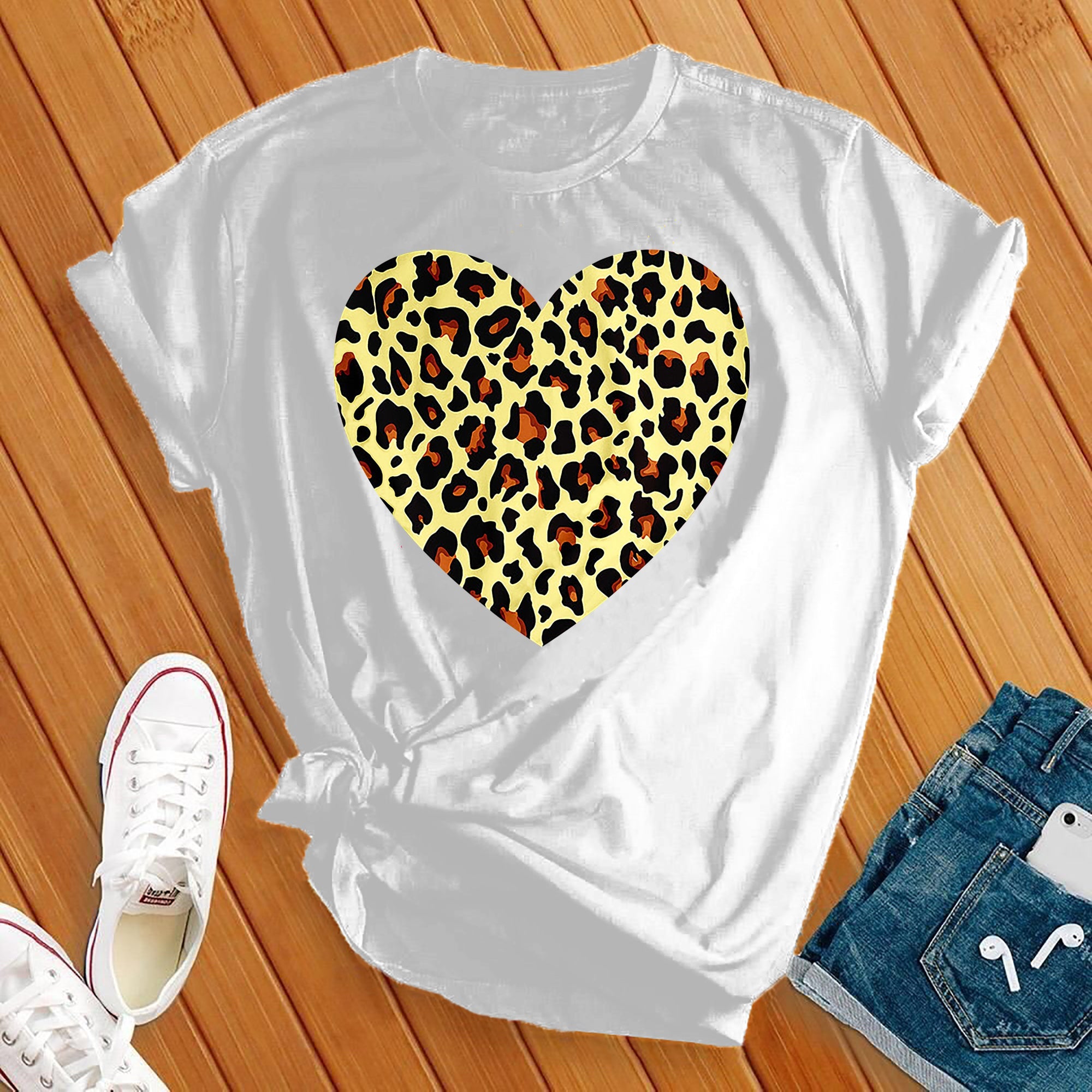 Leopard Love Heart Print Tee - Love Tees