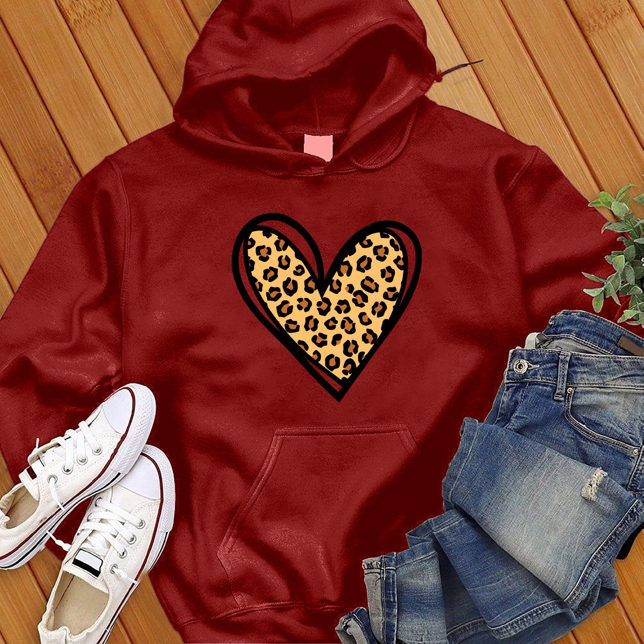 Leopard Print Cute Heart Hoodie - Love Tees