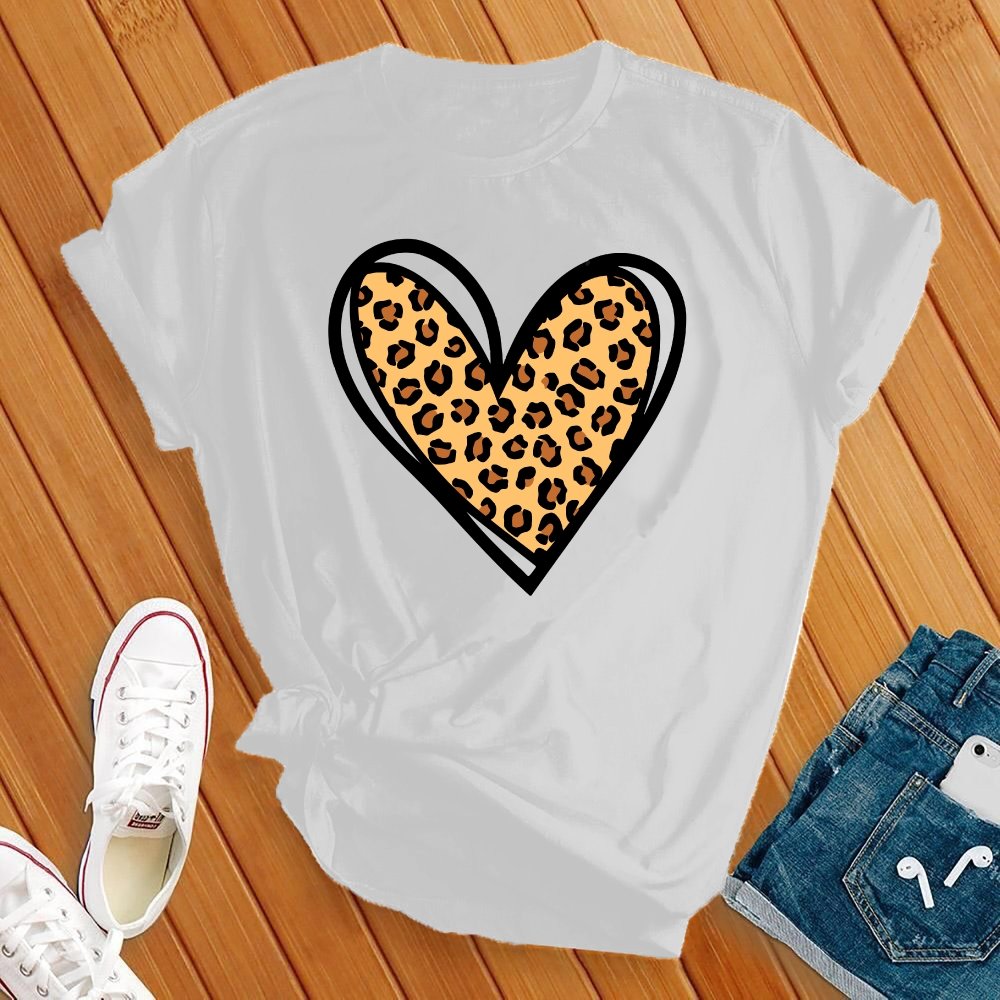 Leopard Print Cute Heart Tee - Love Tees