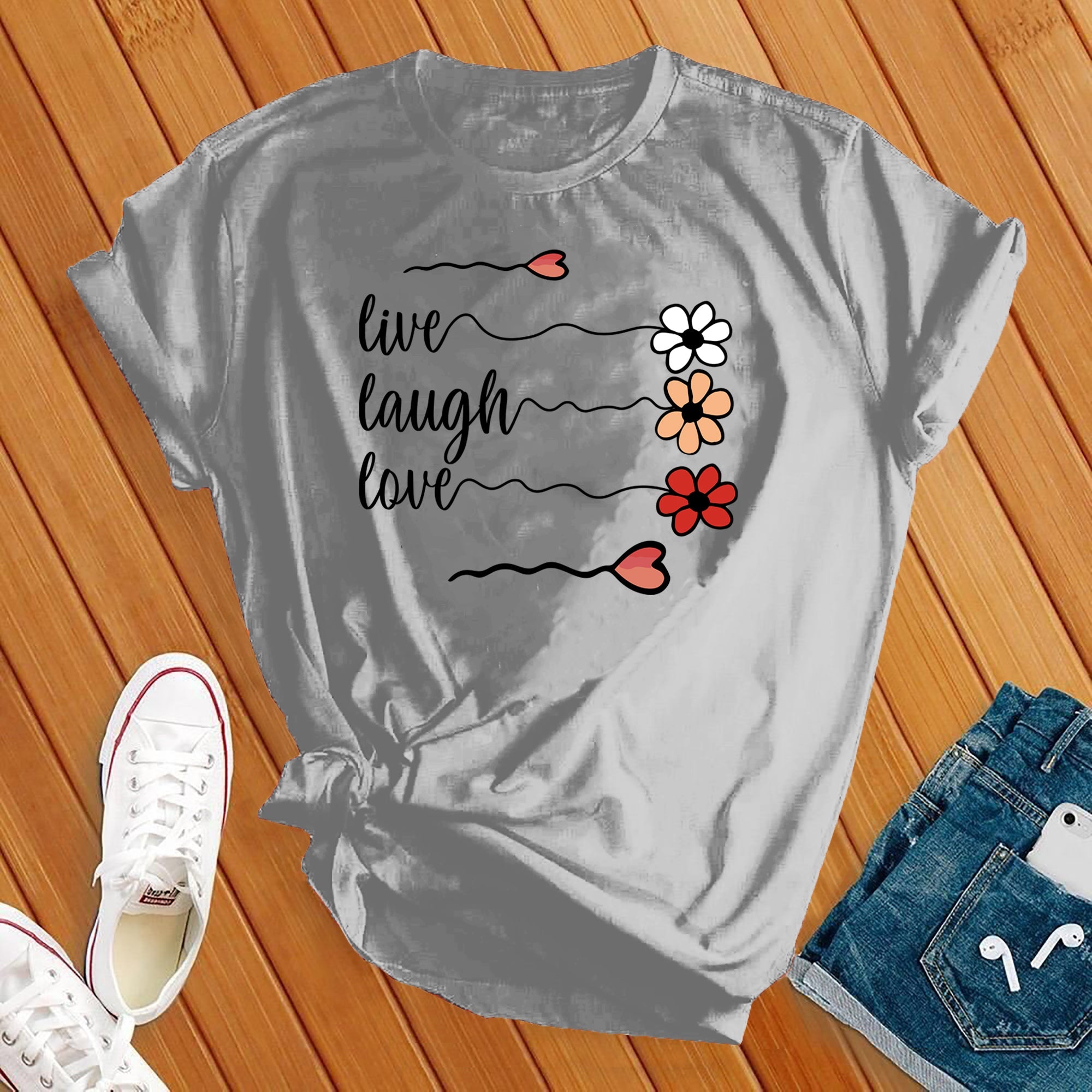 Live Laugh Love Flowers Tee - Love Tees