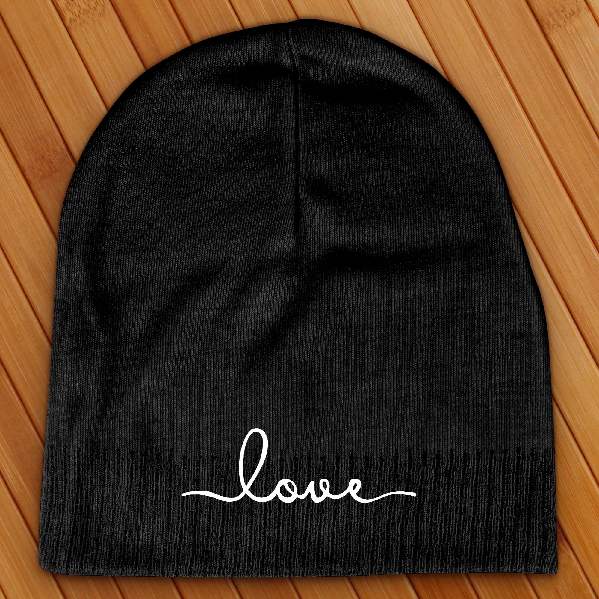 Love Script Text Beanie - Love Tees