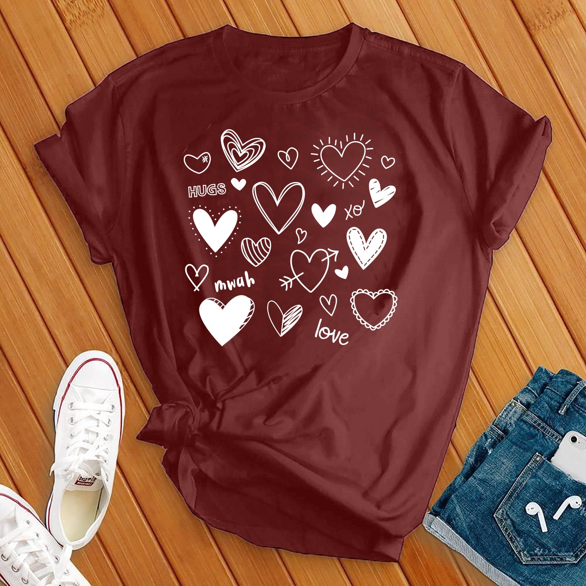 Loveheart Collage White Tee - Love Tees