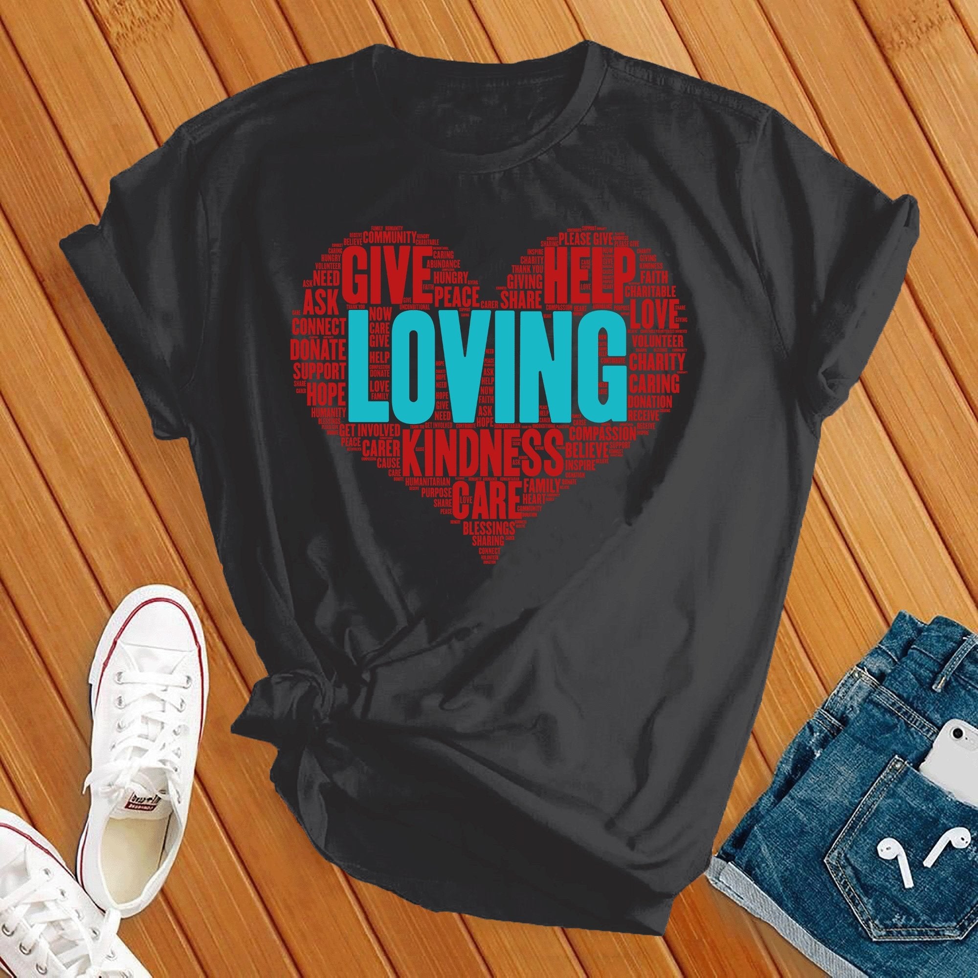 Loving Heart Wordart Tee - Love Tees