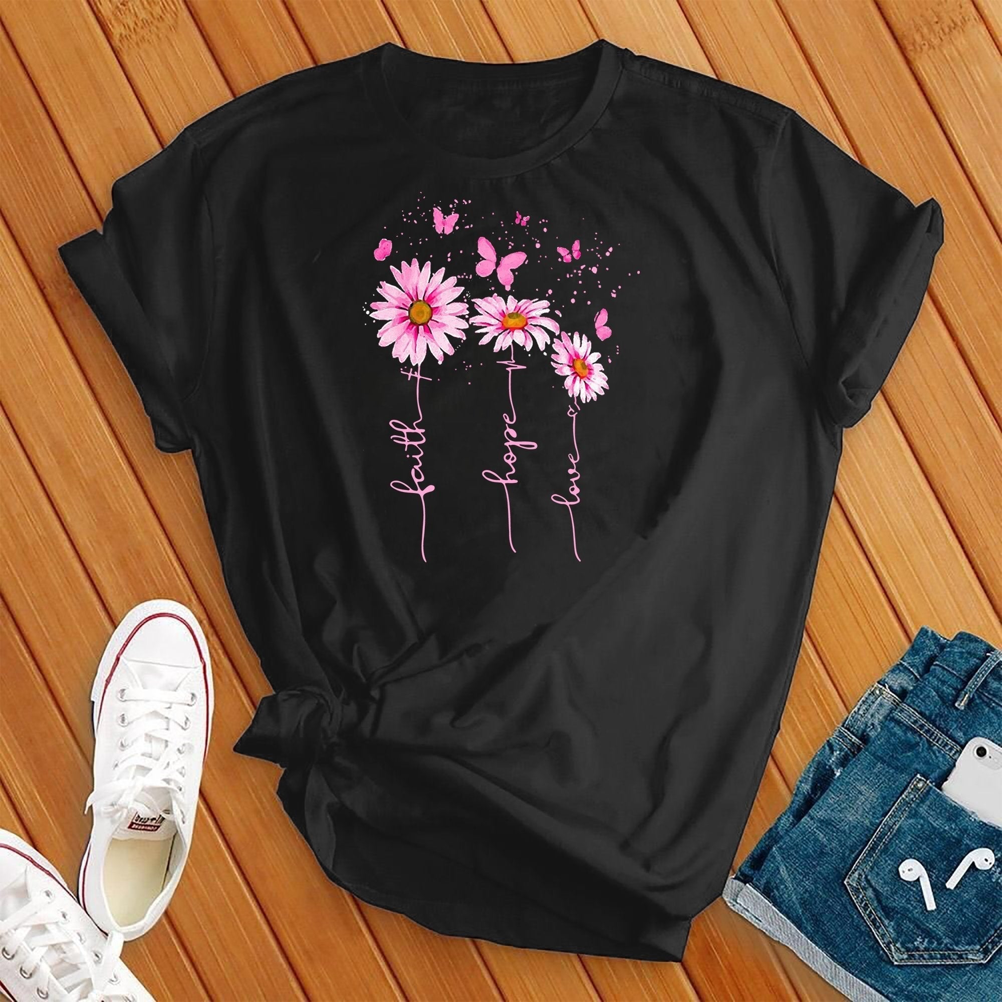 Neon Faith Hope Love Flower Tee - Love Tees