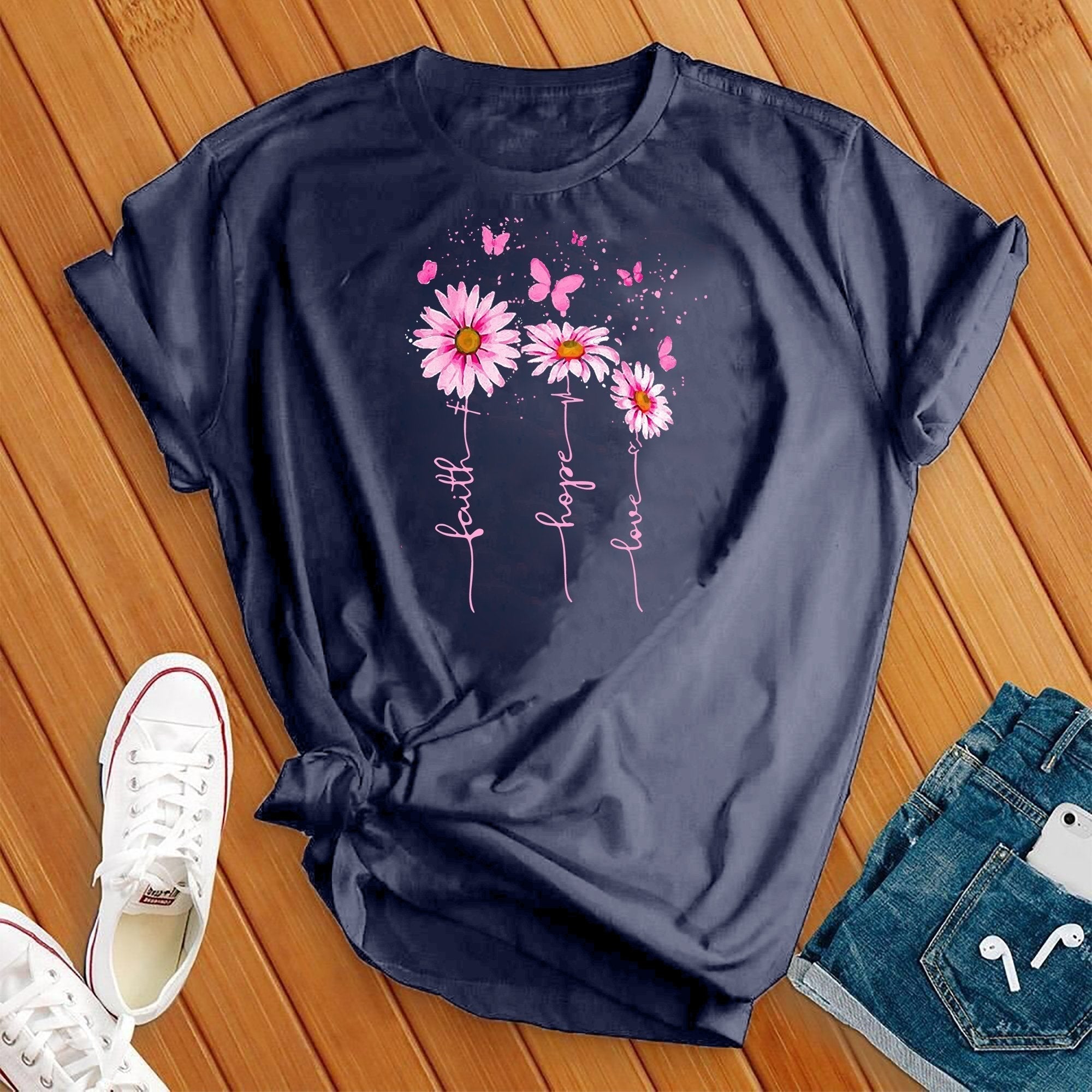 Neon Faith Hope Love Flower Tee - Love Tees