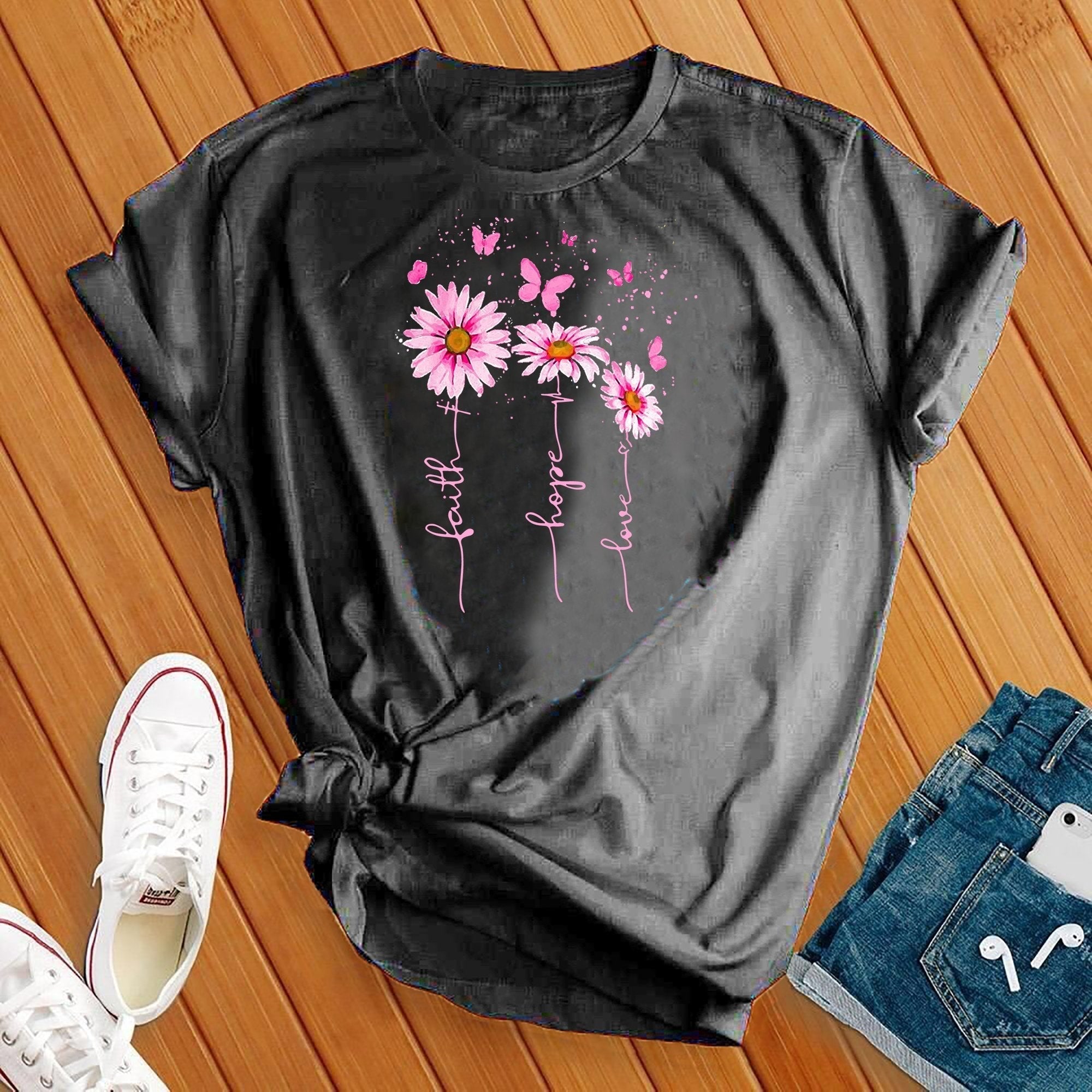 Neon Faith Hope Love Flower Tee - Love Tees