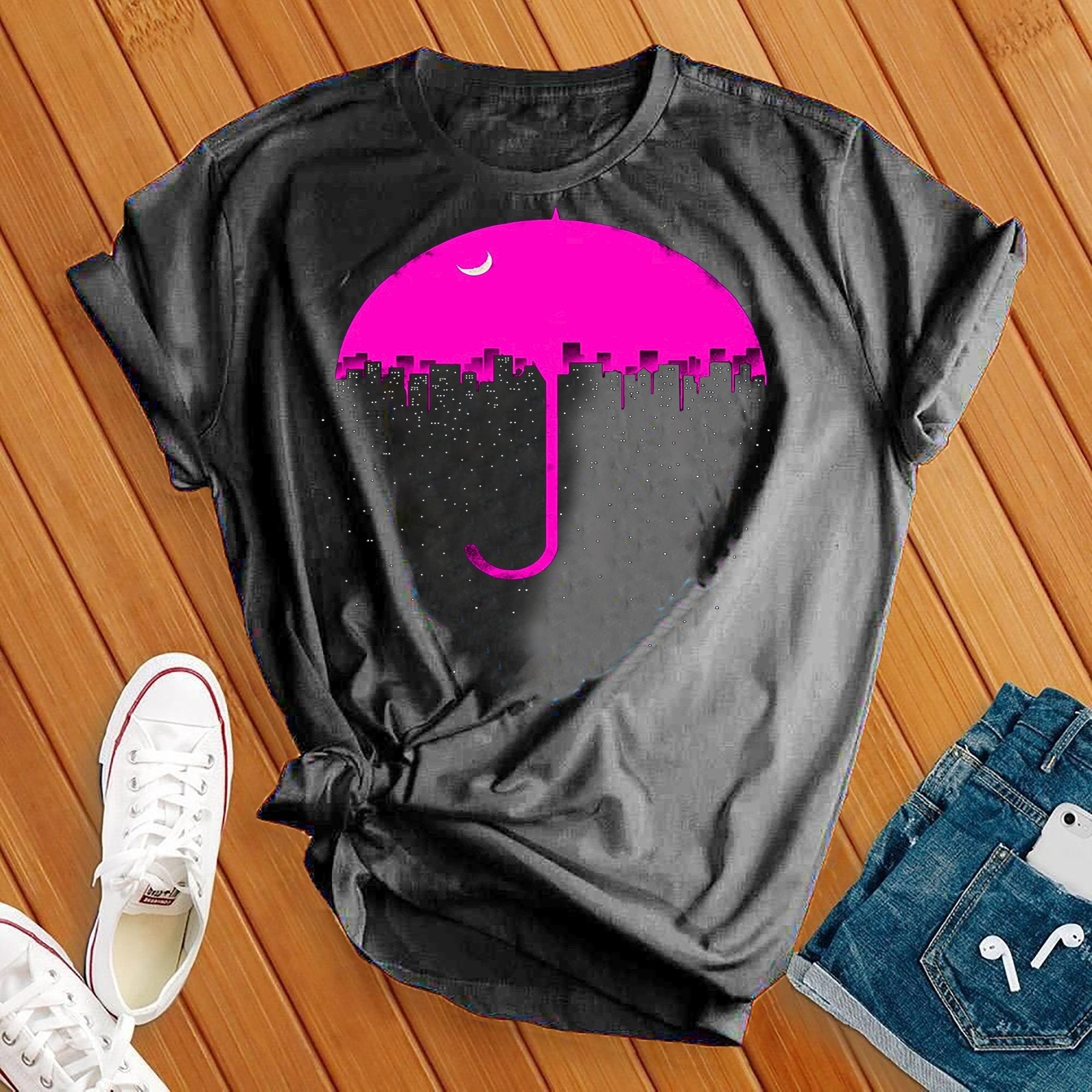 Neon Umbrella Moon Tee - Love Tees