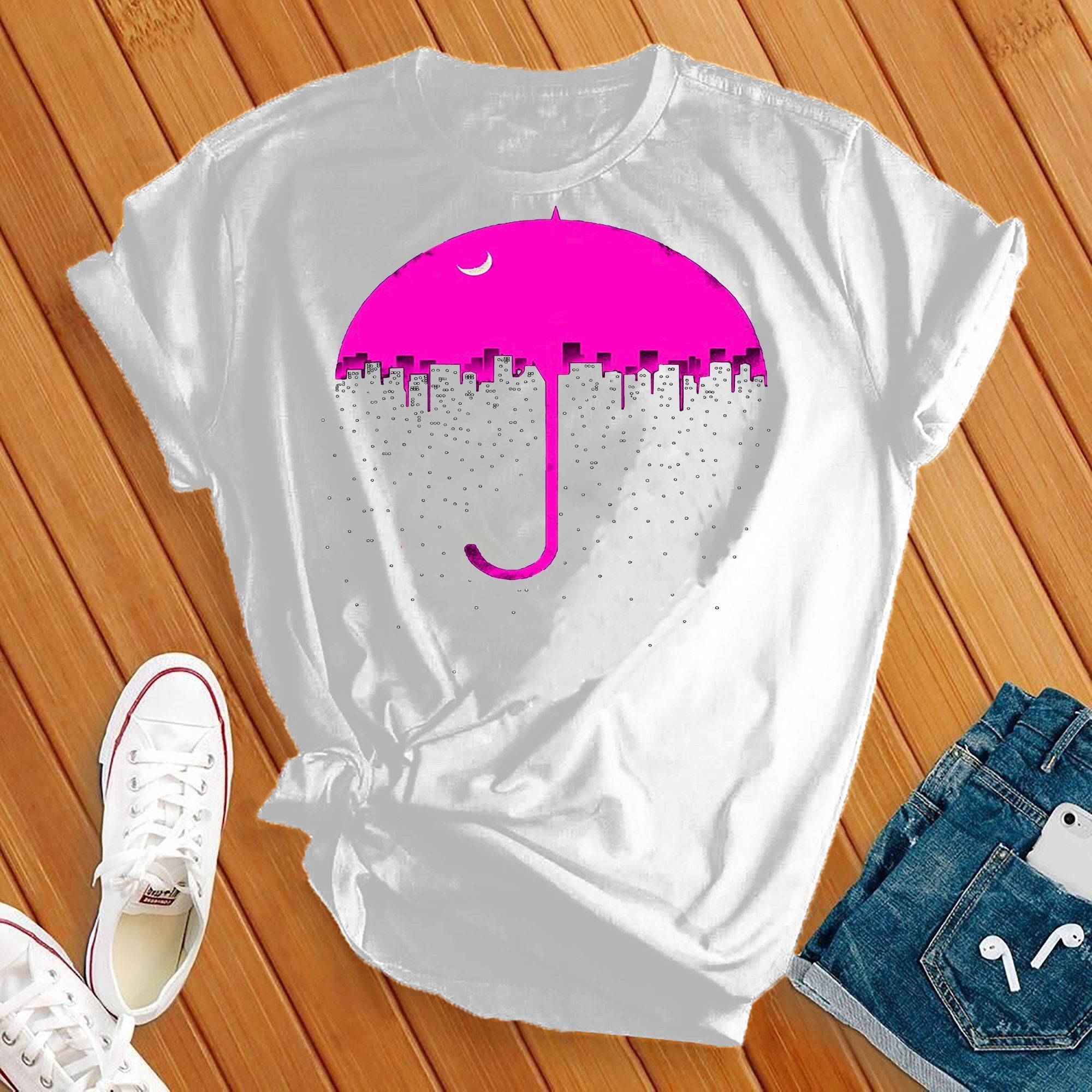 Neon Umbrella Moon Tee - Love Tees