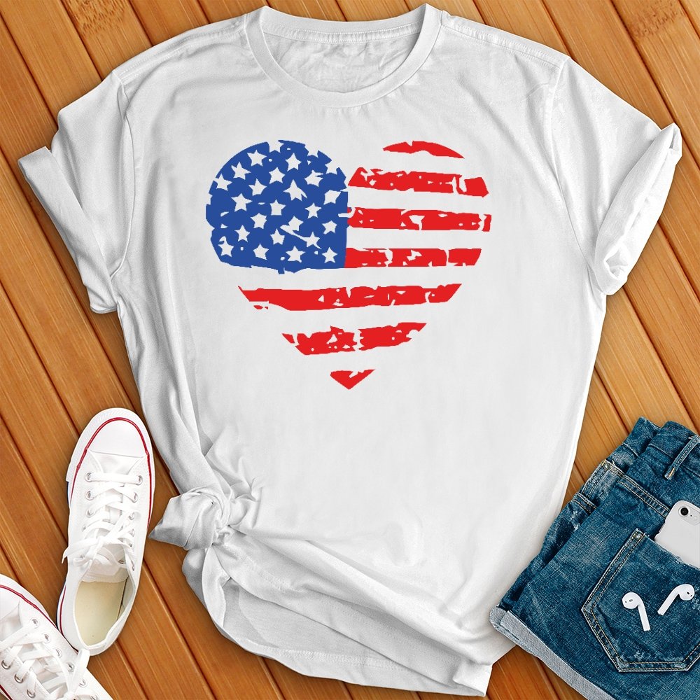 Patriotic Peace Heart Tee - Love Tees