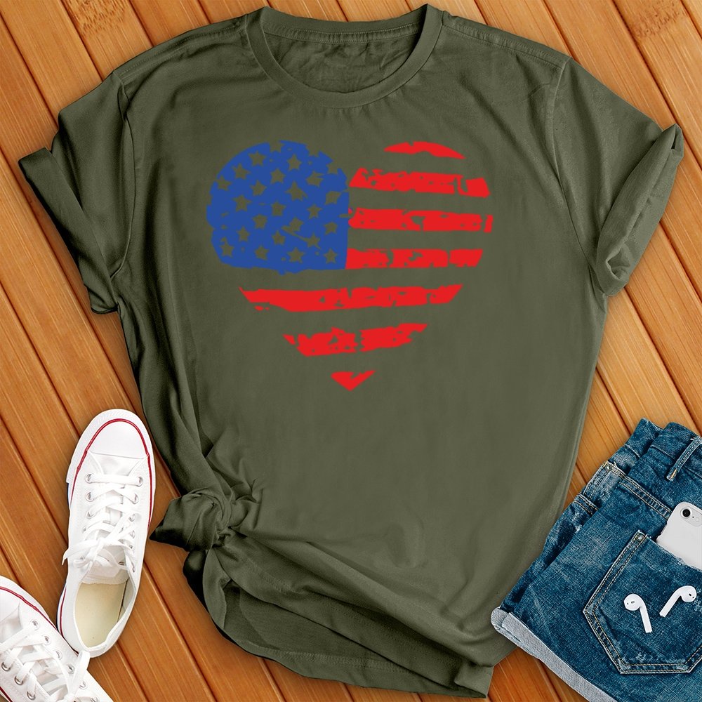 Patriotic Peace Heart Tee - Love Tees