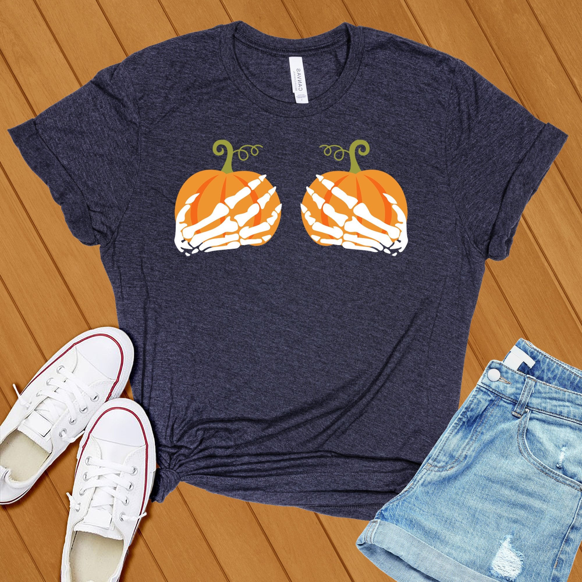 Pumpkin Skeleton Hands Tee - Love Tees