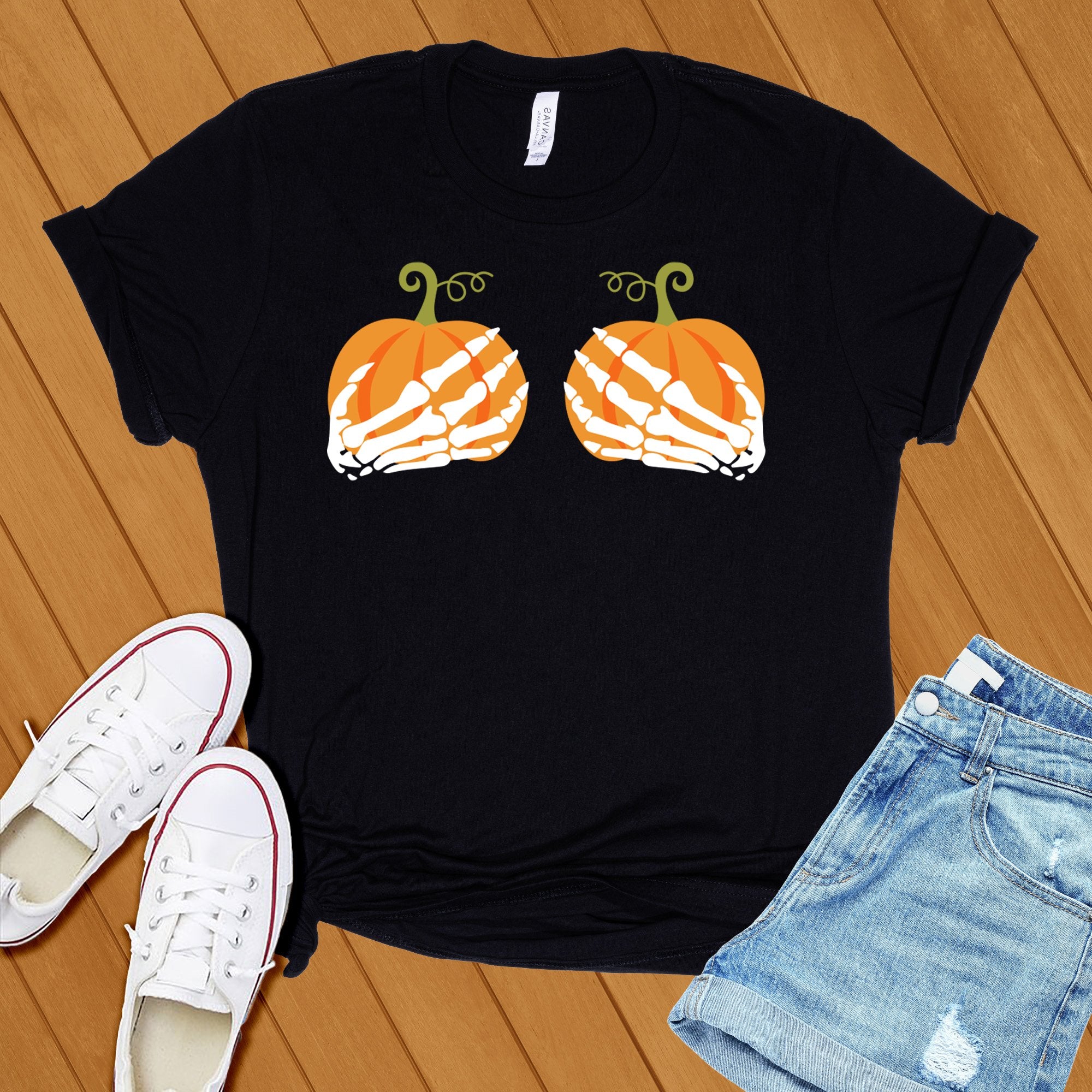 Pumpkin Skeleton Hands Tee - Love Tees