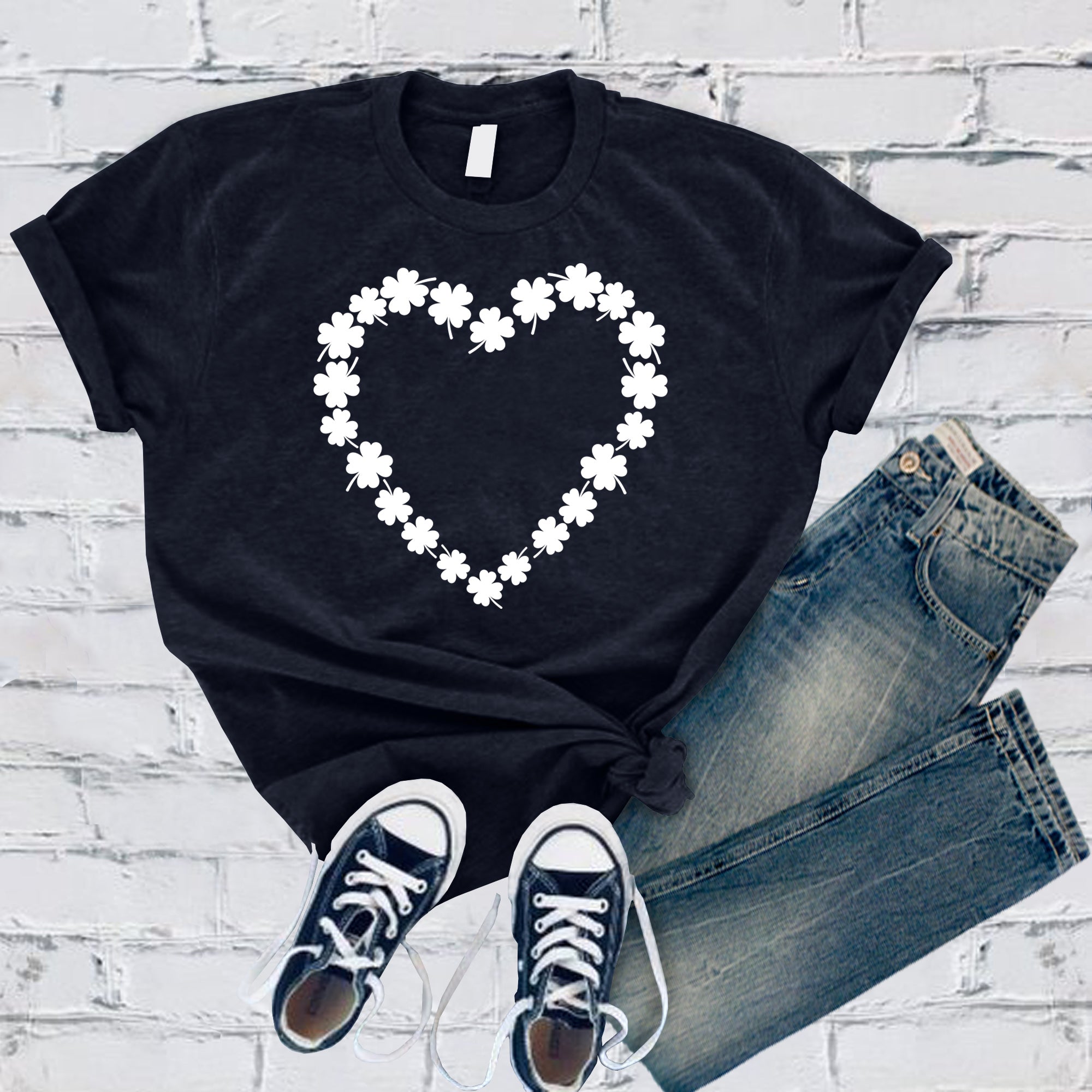 Saint Patrick's Day Heart Shamrocks Tee - Love Tees