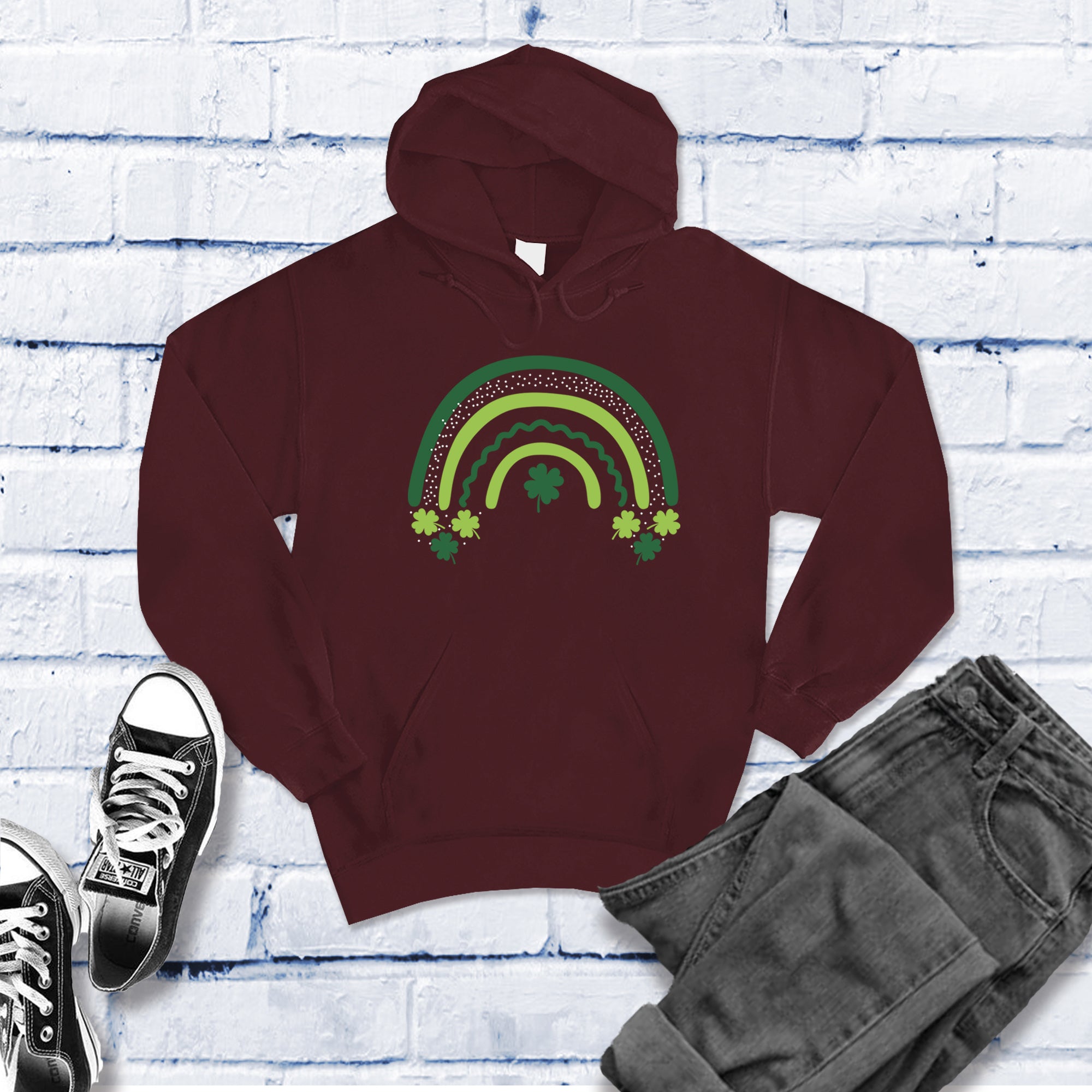 Saint Patrick's Day Shamrock Rainbow Hoodie - Love Tees