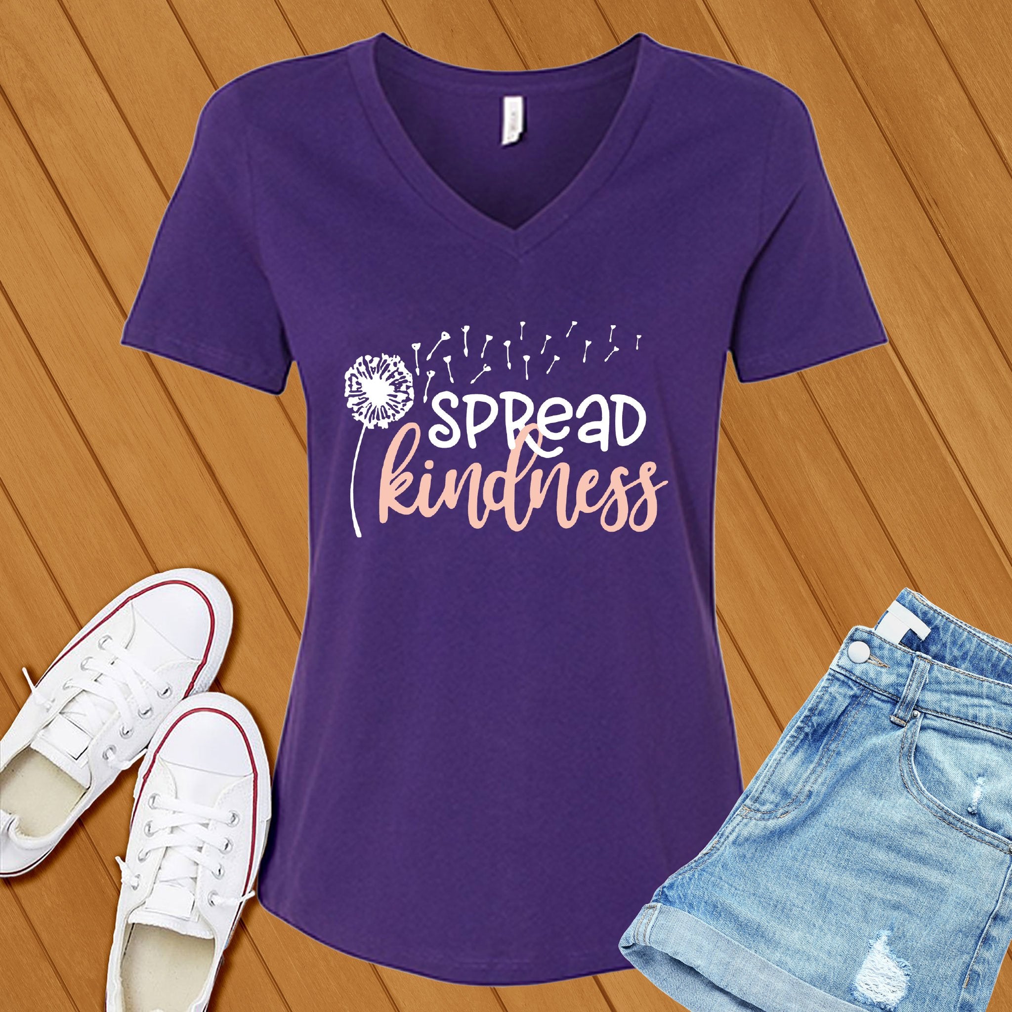 Spread Kindness Dandelion V-Neck - Love Tees