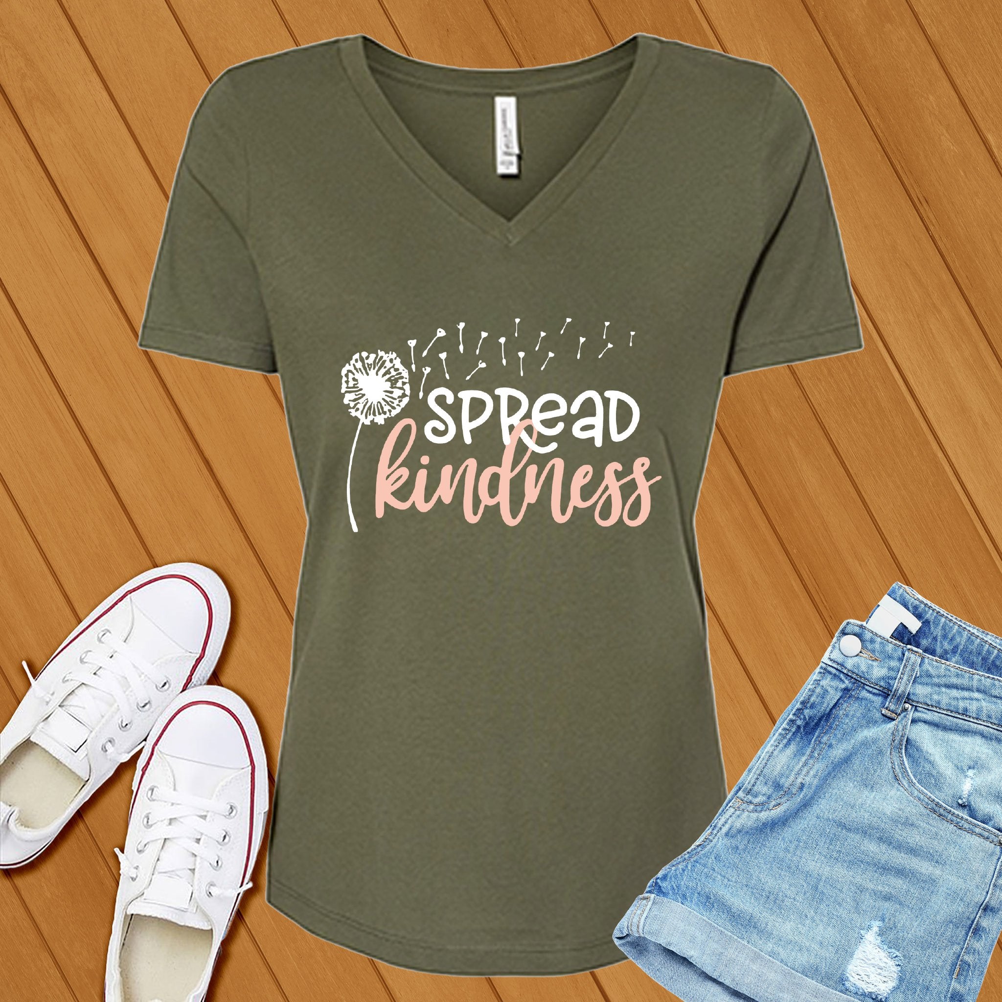 Spread Kindness Dandelion V-Neck - Love Tees