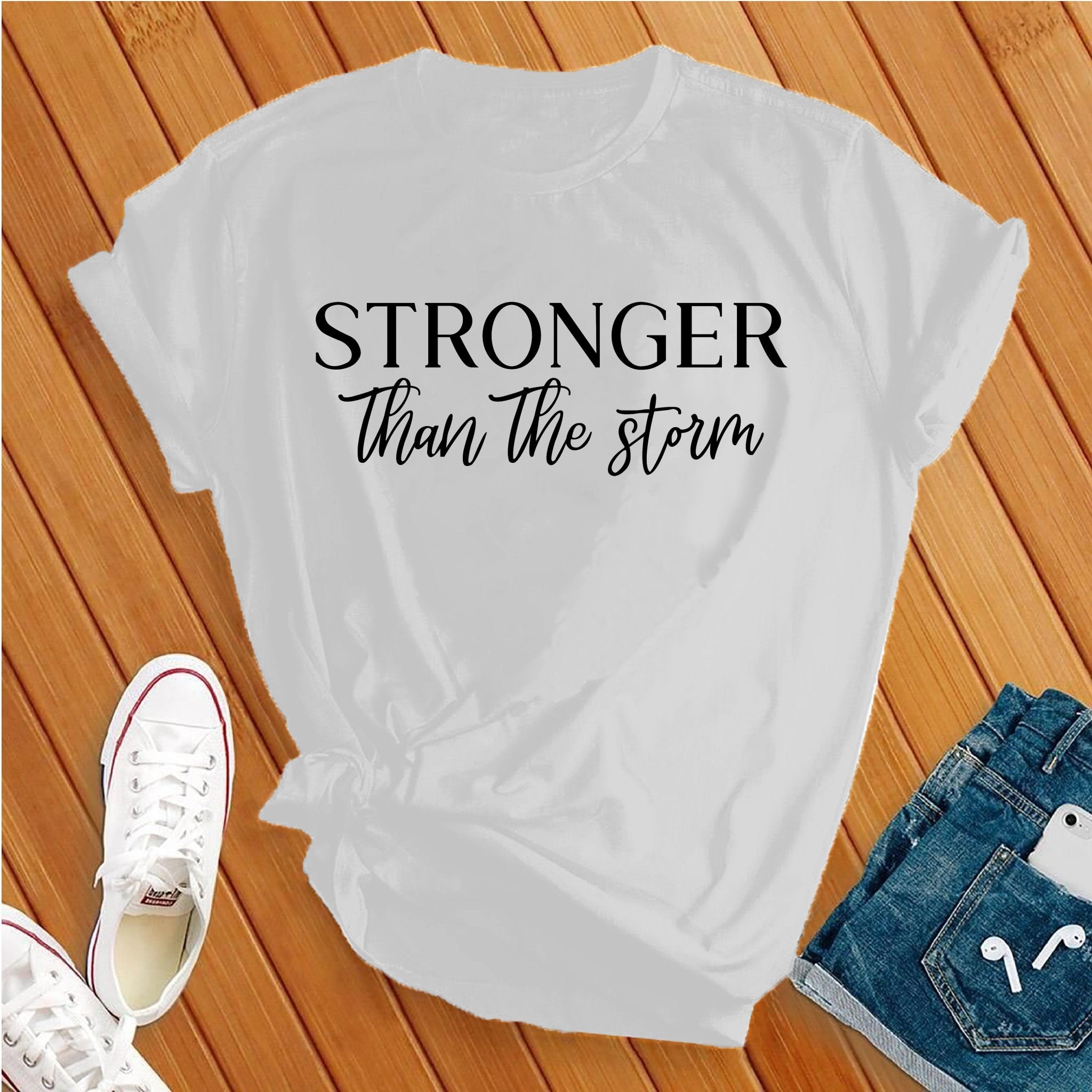 Stronger Than the Storm Black Tee - Love Tees